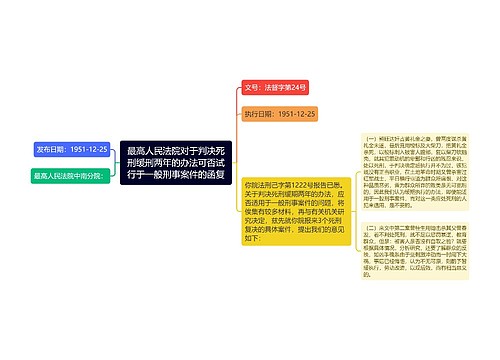 最高人民法院对于判决死刑缓刑两年的办法可否试行于一般刑事案件的函复