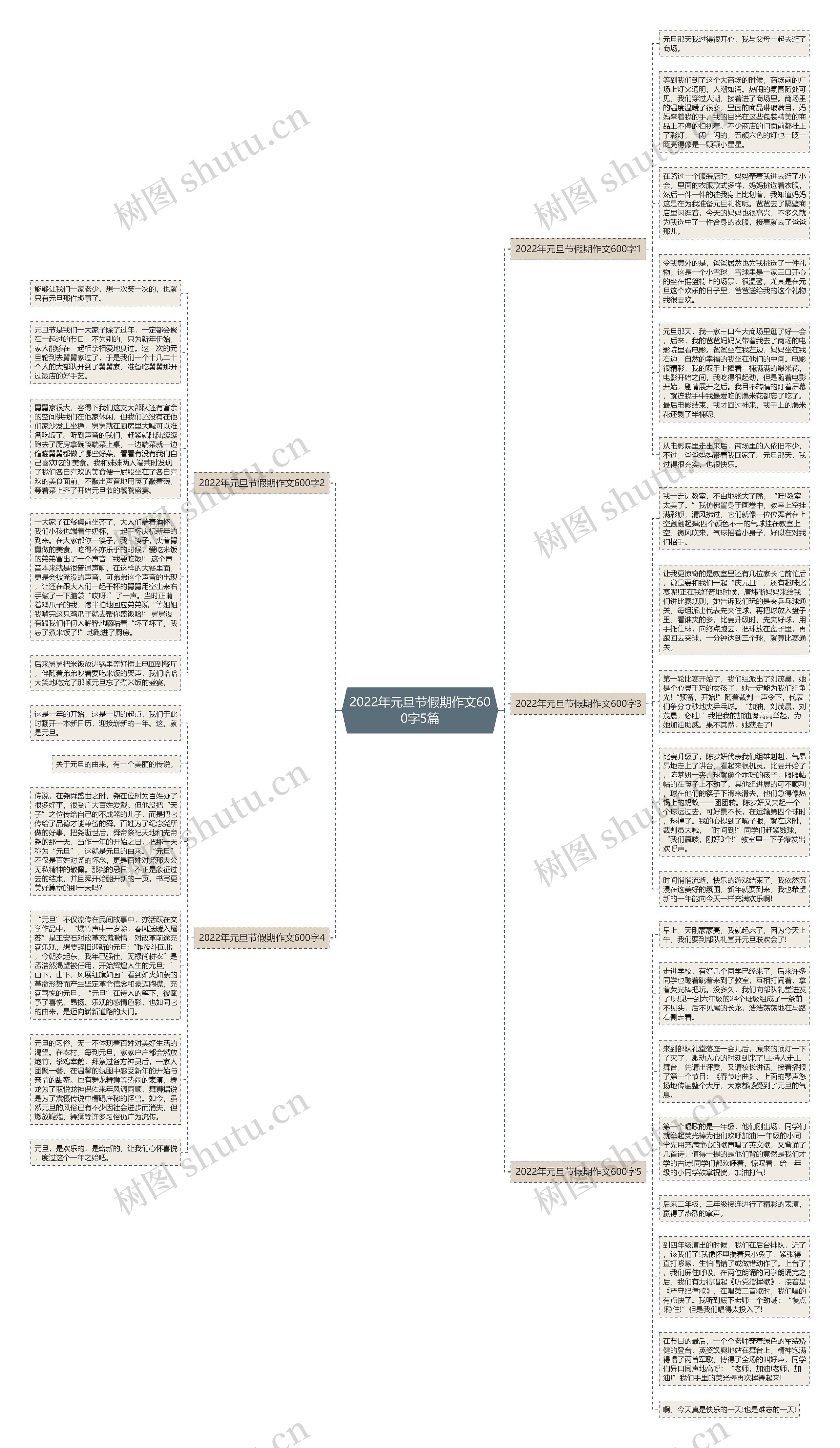 2022年元旦节假期作文600字5篇思维导图
