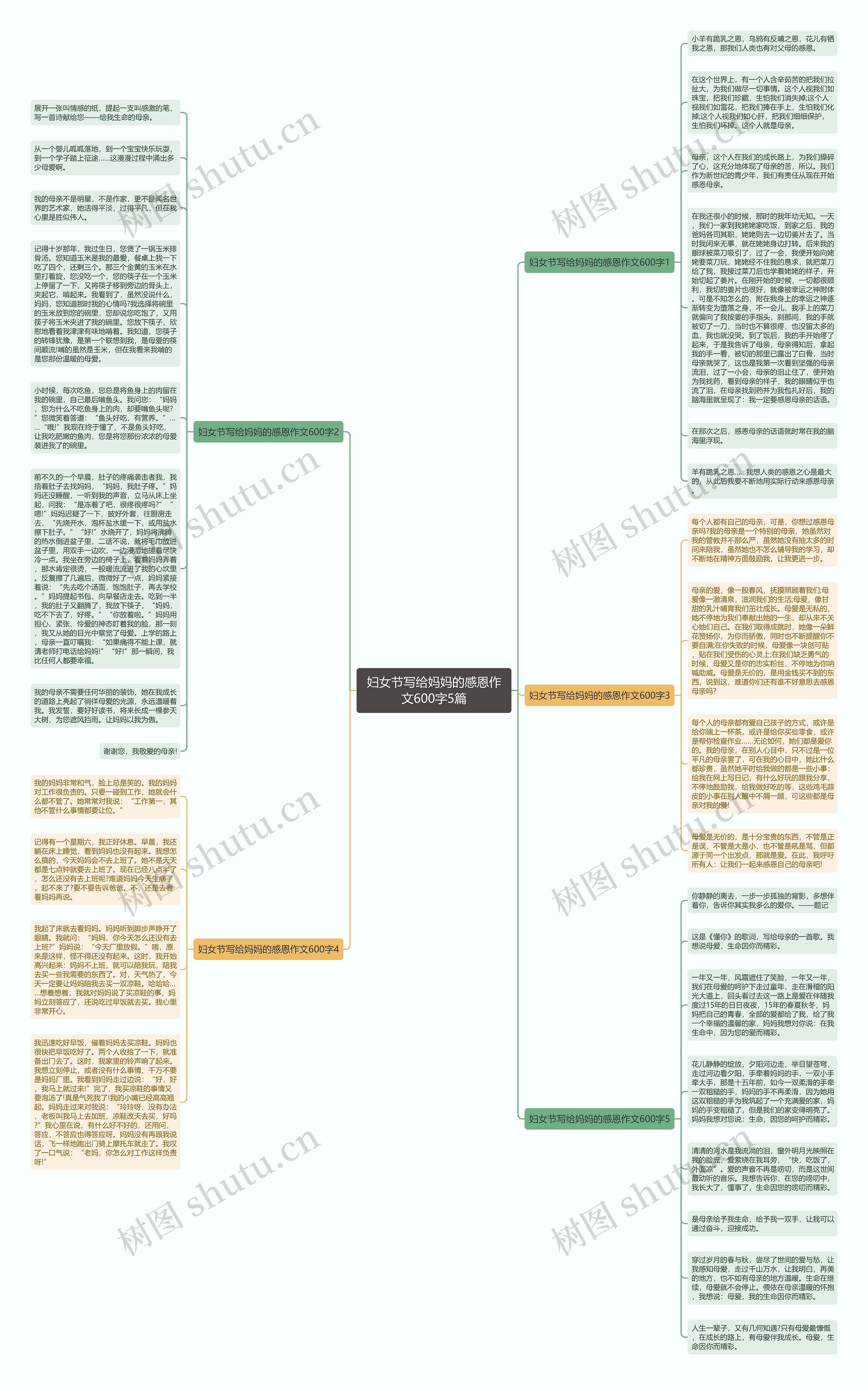 妇女节写给妈妈的感恩作文600字5篇思维导图