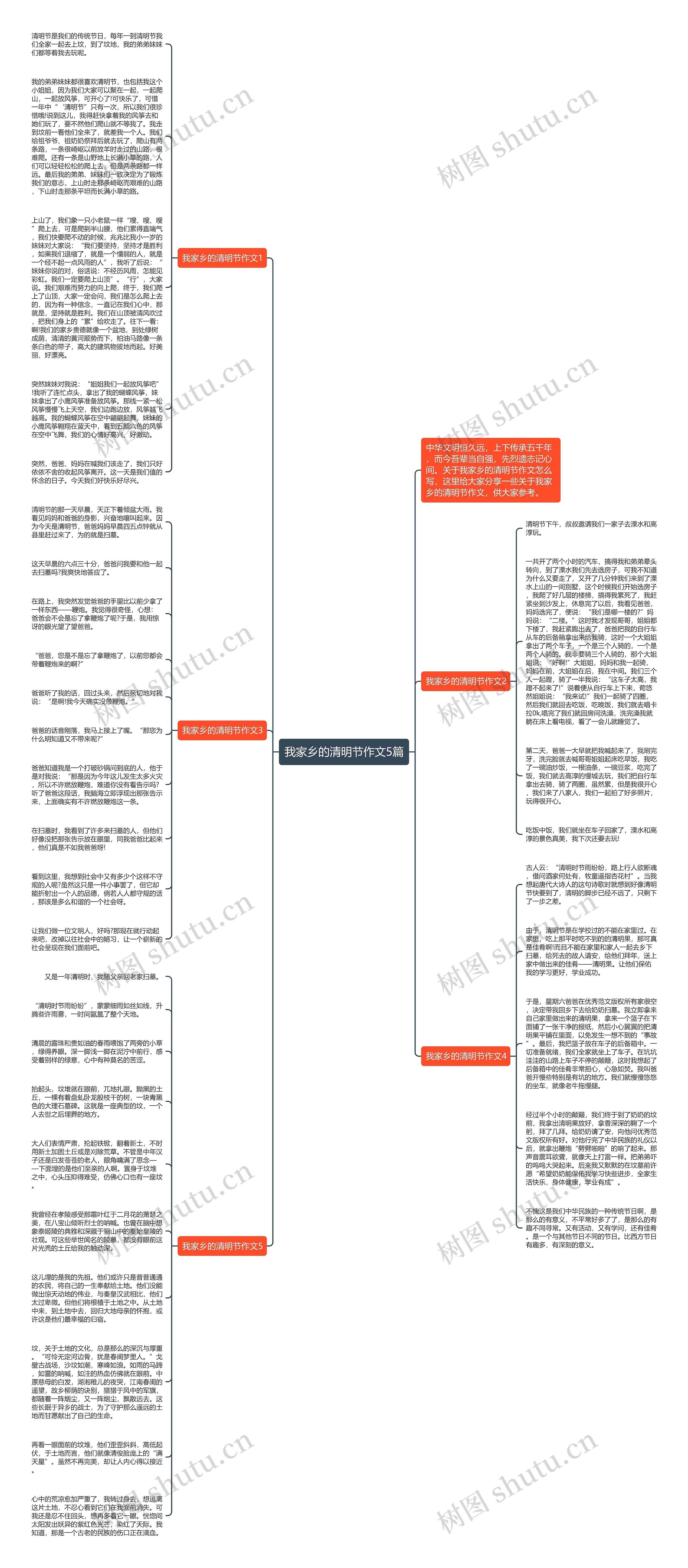 我家乡的清明节作文5篇思维导图