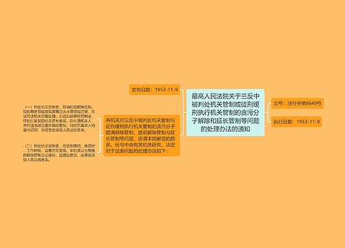 最高人民法院关于三反中被判处机关管制或徒刑缓刑执行机关管制的贪污分子解除和延长管制等问题的处理办法的通知