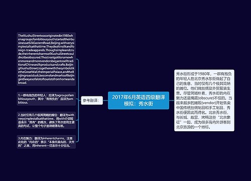 2017年6月英语四级翻译模拟：秀水街