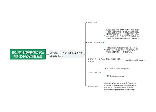 2021年12月英语四级语法知识之不定冠词的用法