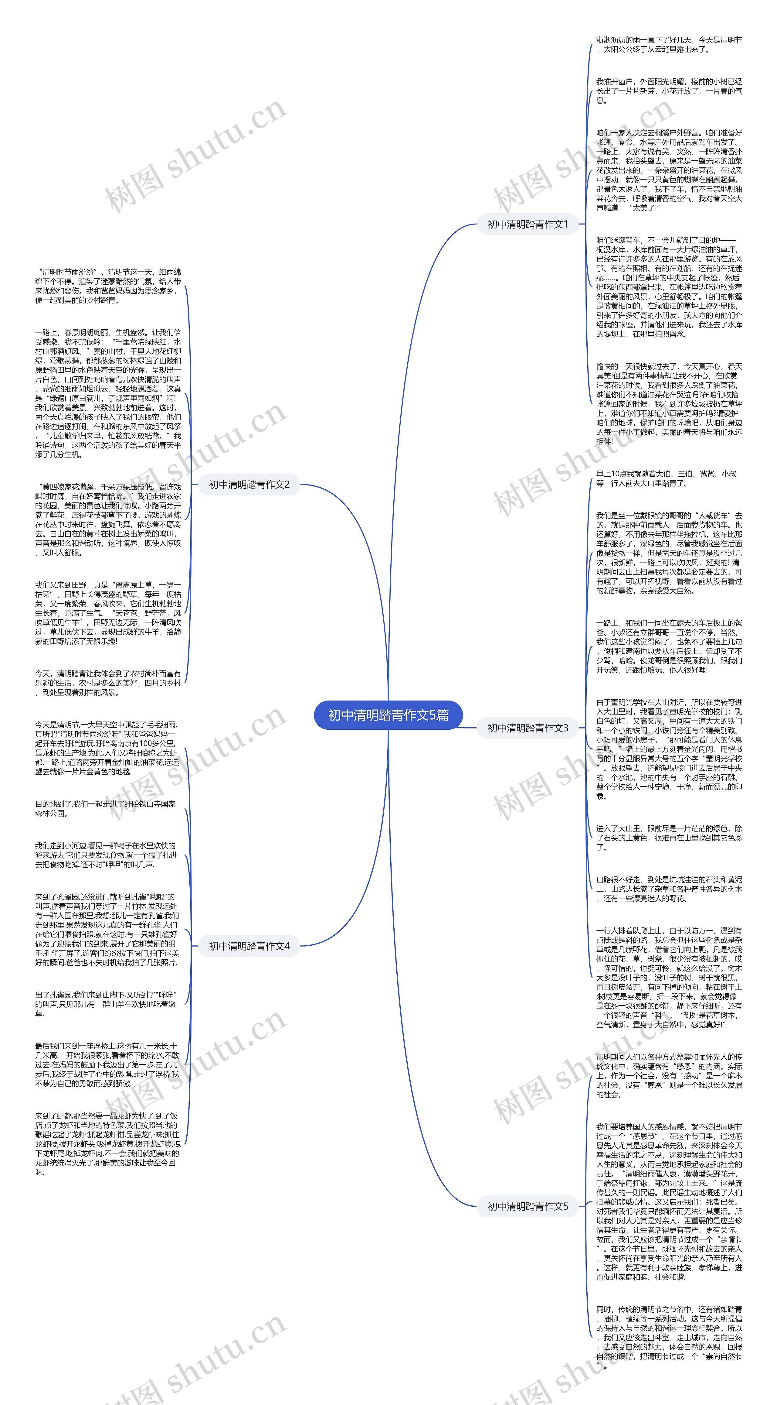 初中清明踏青作文5篇思维导图