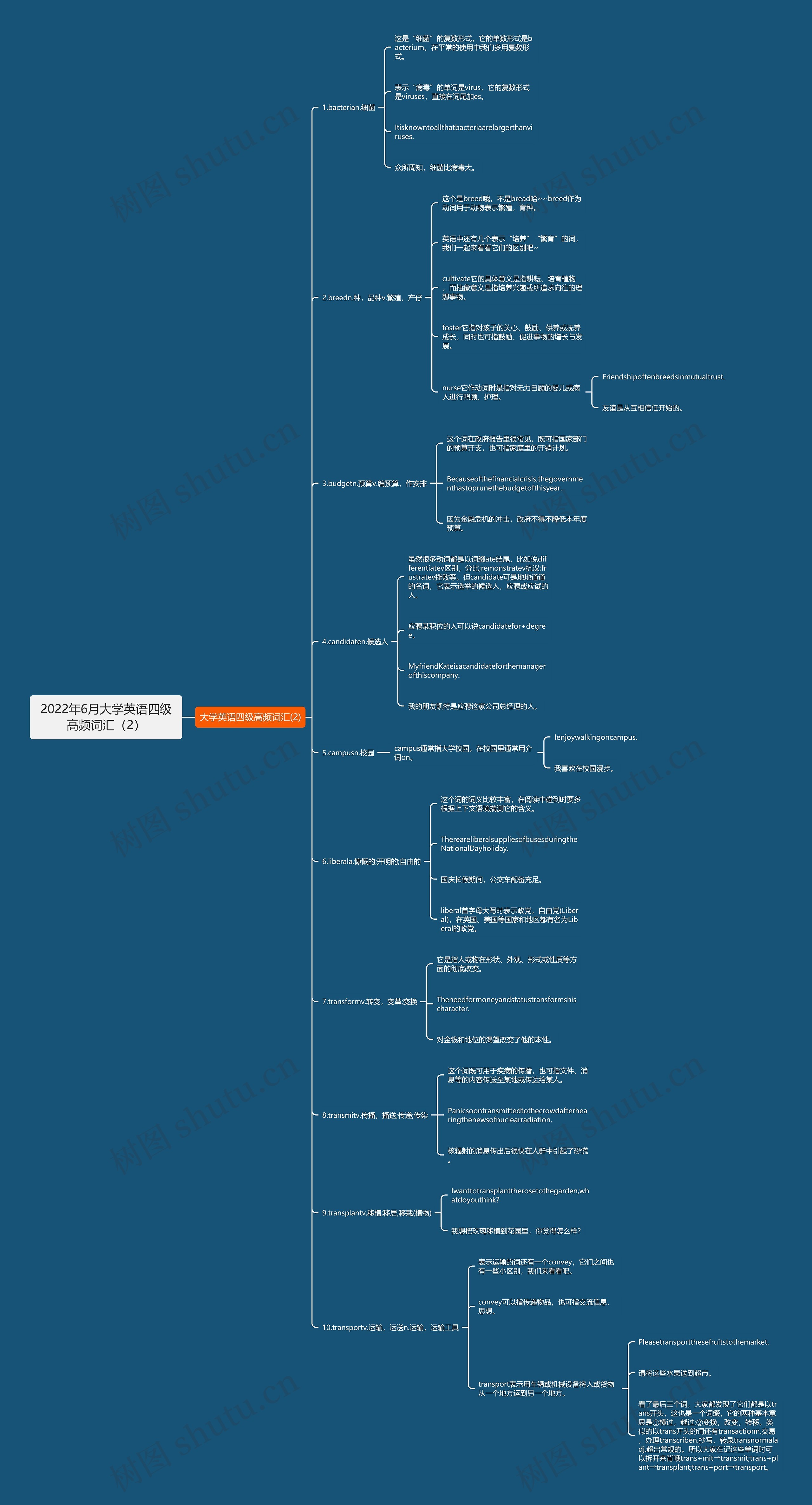 2022年6月大学英语四级高频词汇（2）思维导图
