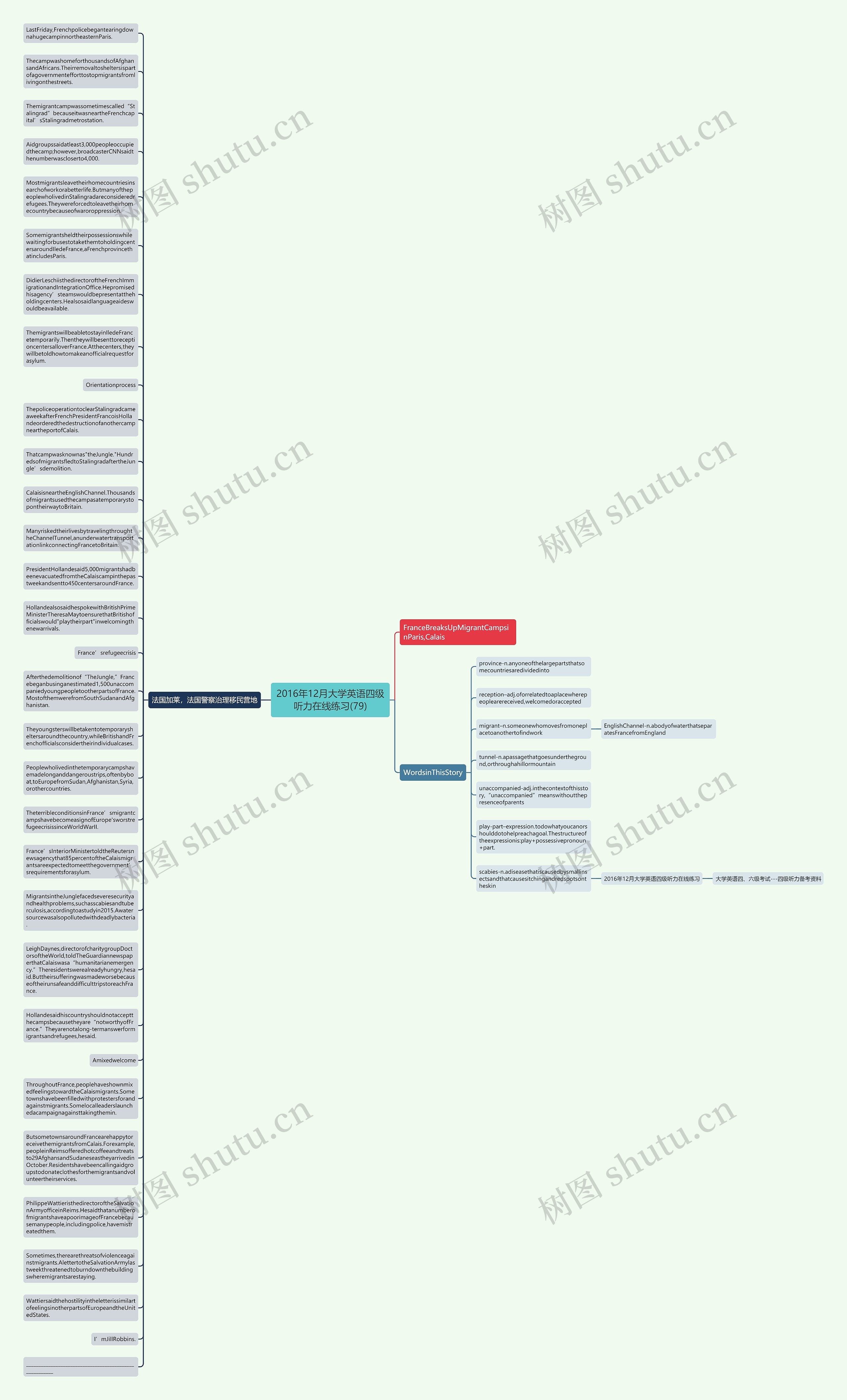 2016年12月大学英语四级听力在线练习(79)思维导图