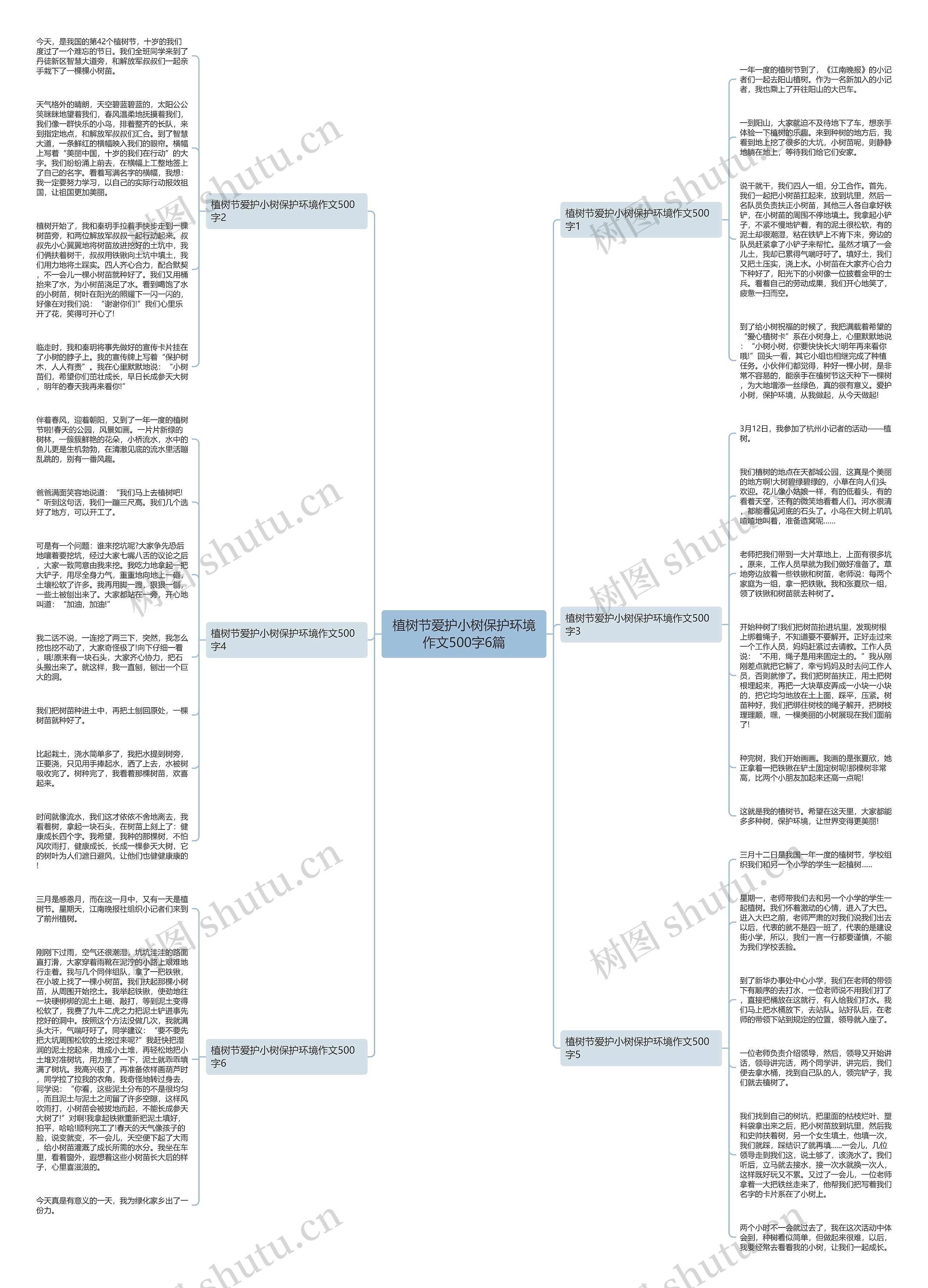 植树节爱护小树保护环境作文500字6篇思维导图