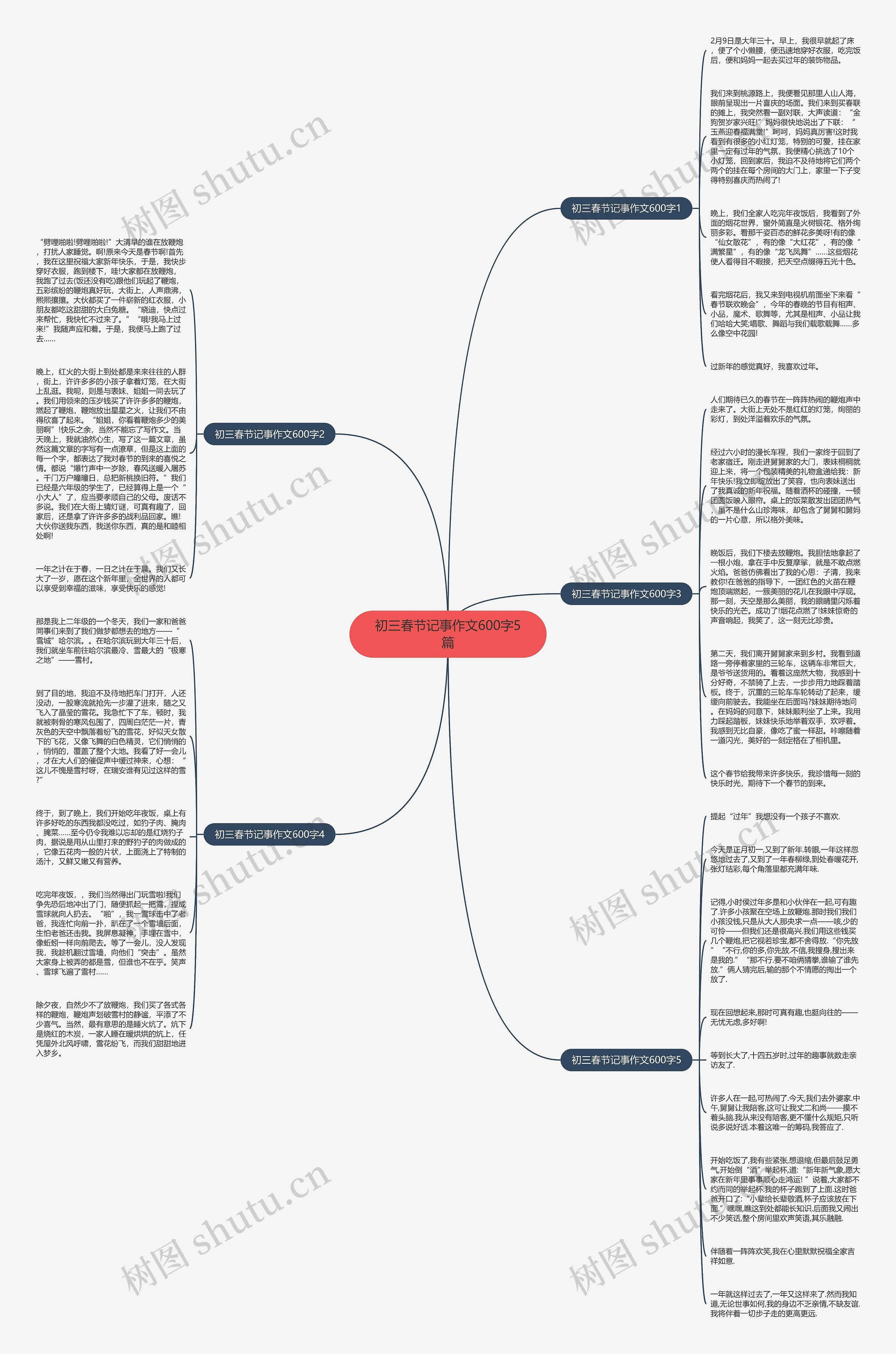 初三春节记事作文600字5篇思维导图