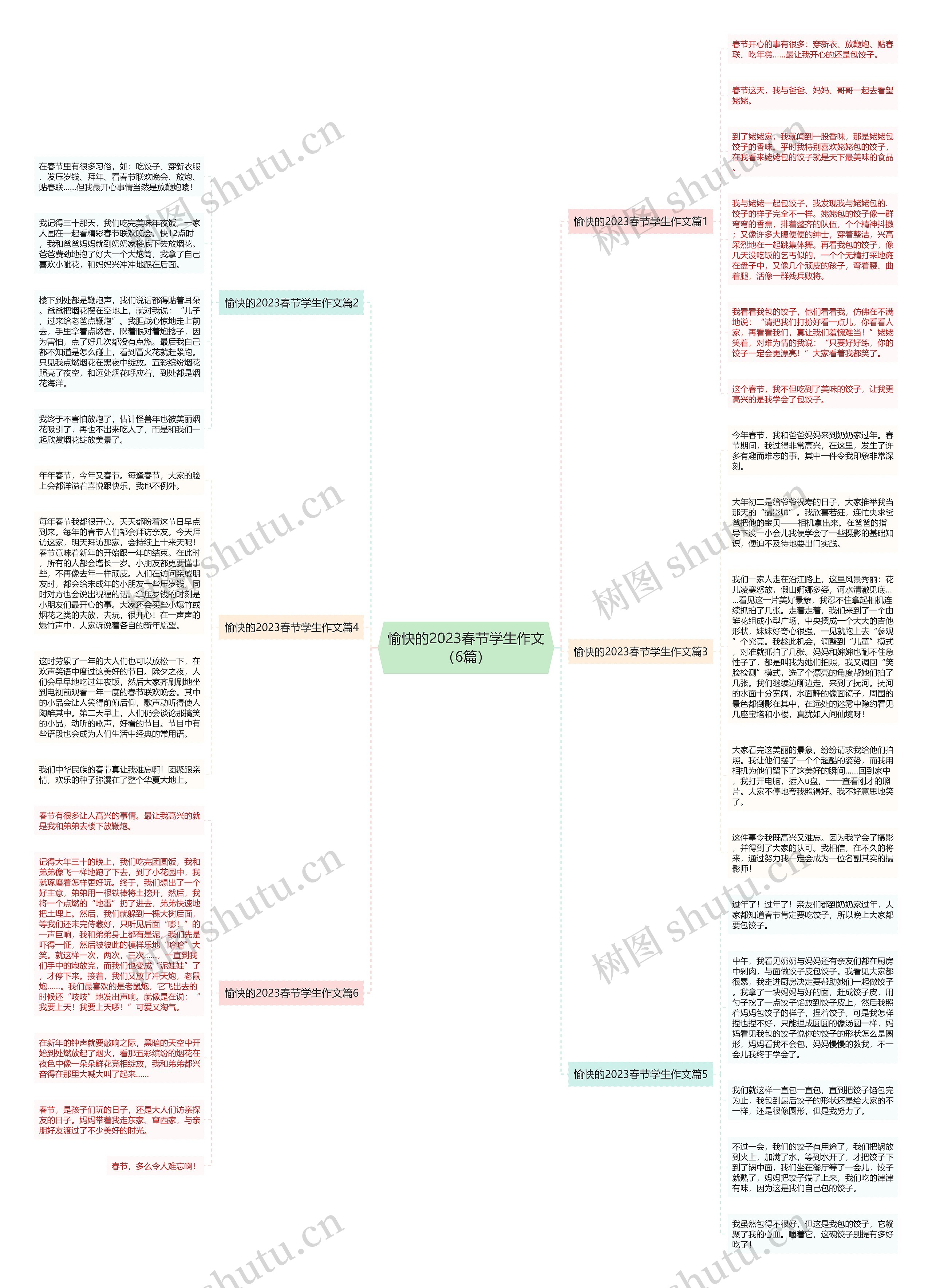 愉快的2023春节学生作文（6篇）思维导图