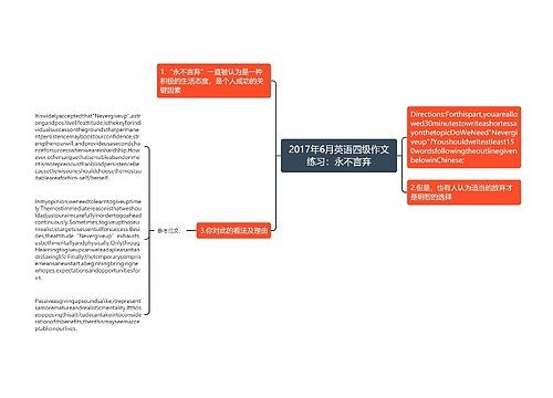 2017年6月英语四级作文练习：永不言弃