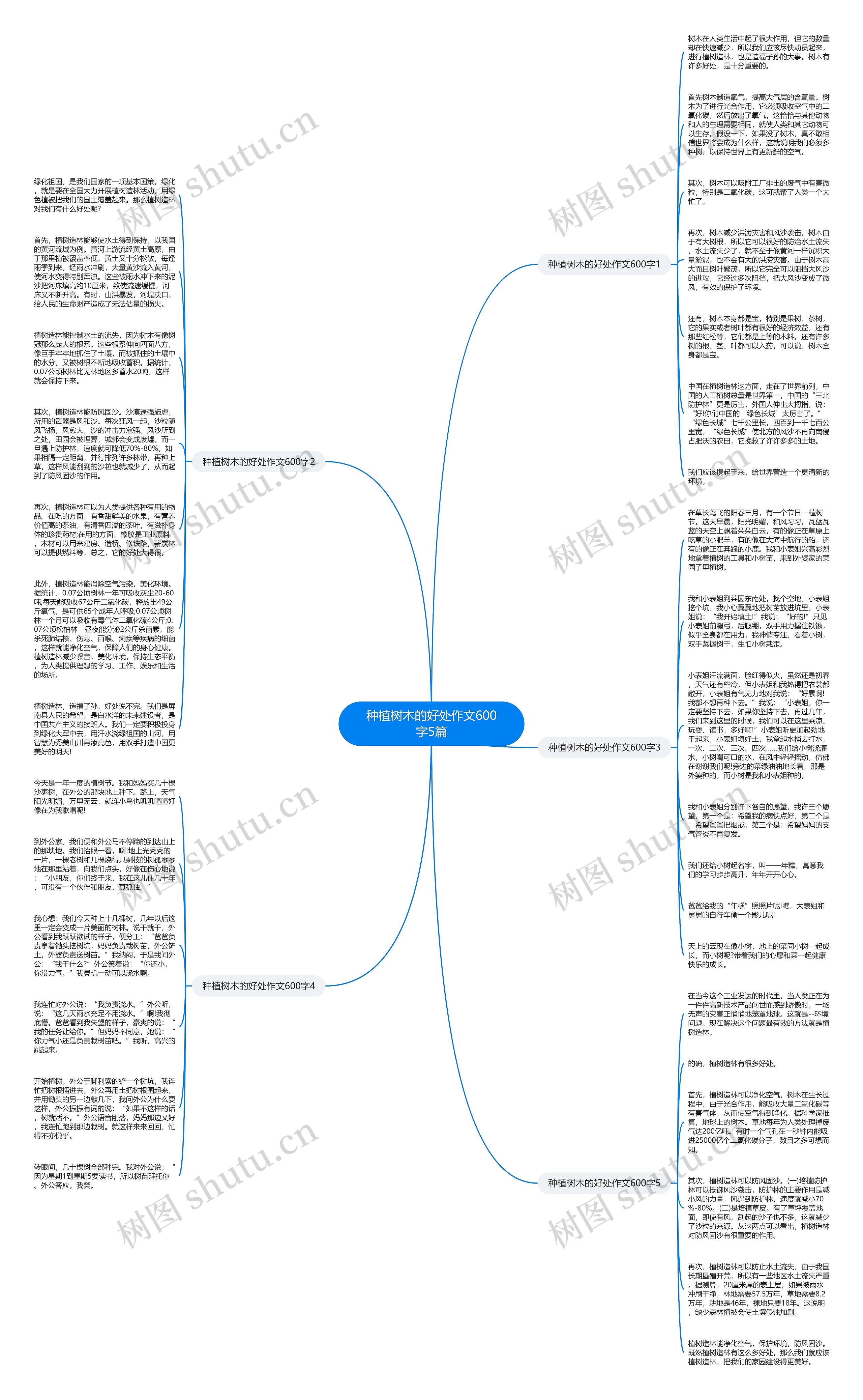 种植树木的好处作文600字5篇思维导图