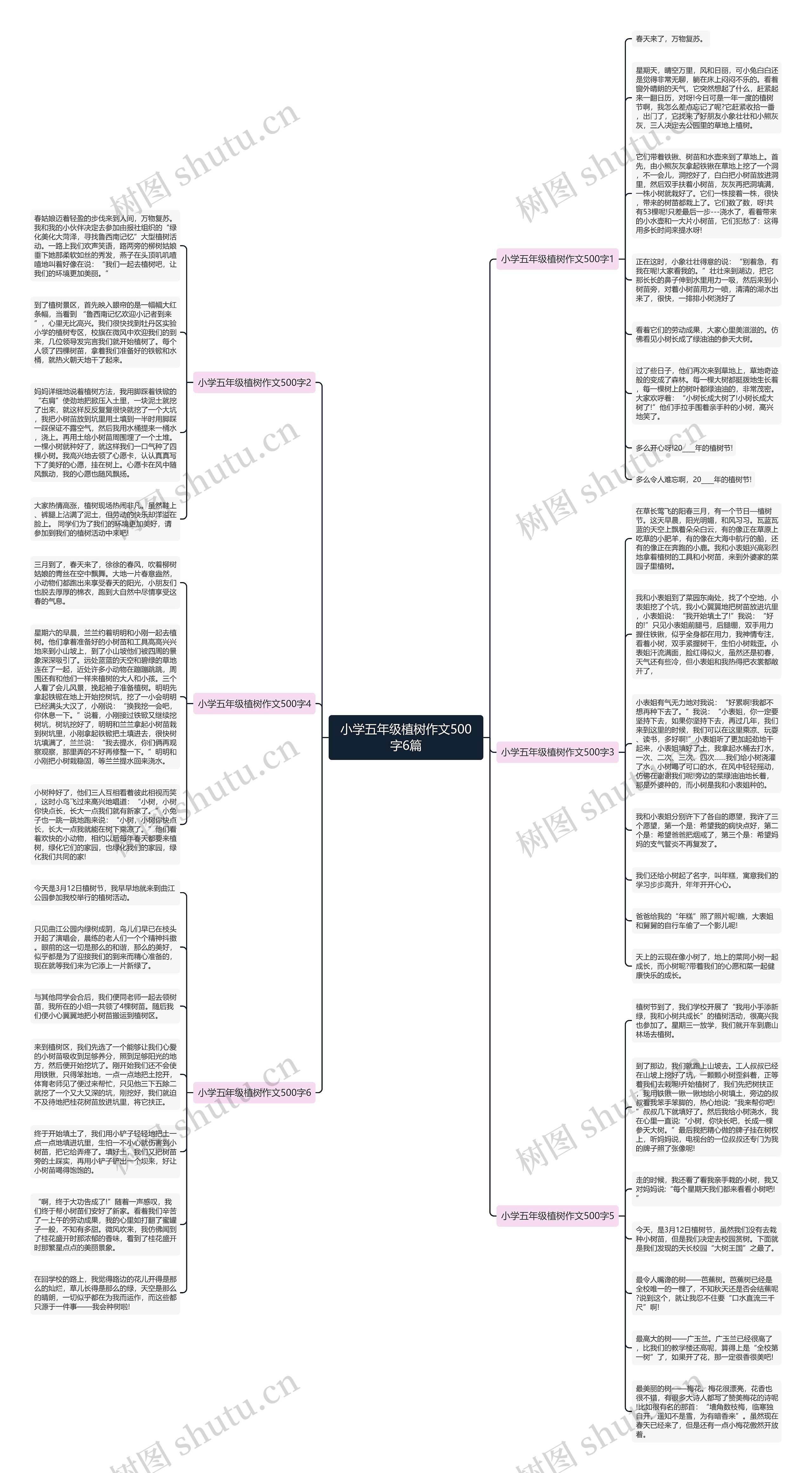 小学五年级植树作文500字6篇思维导图