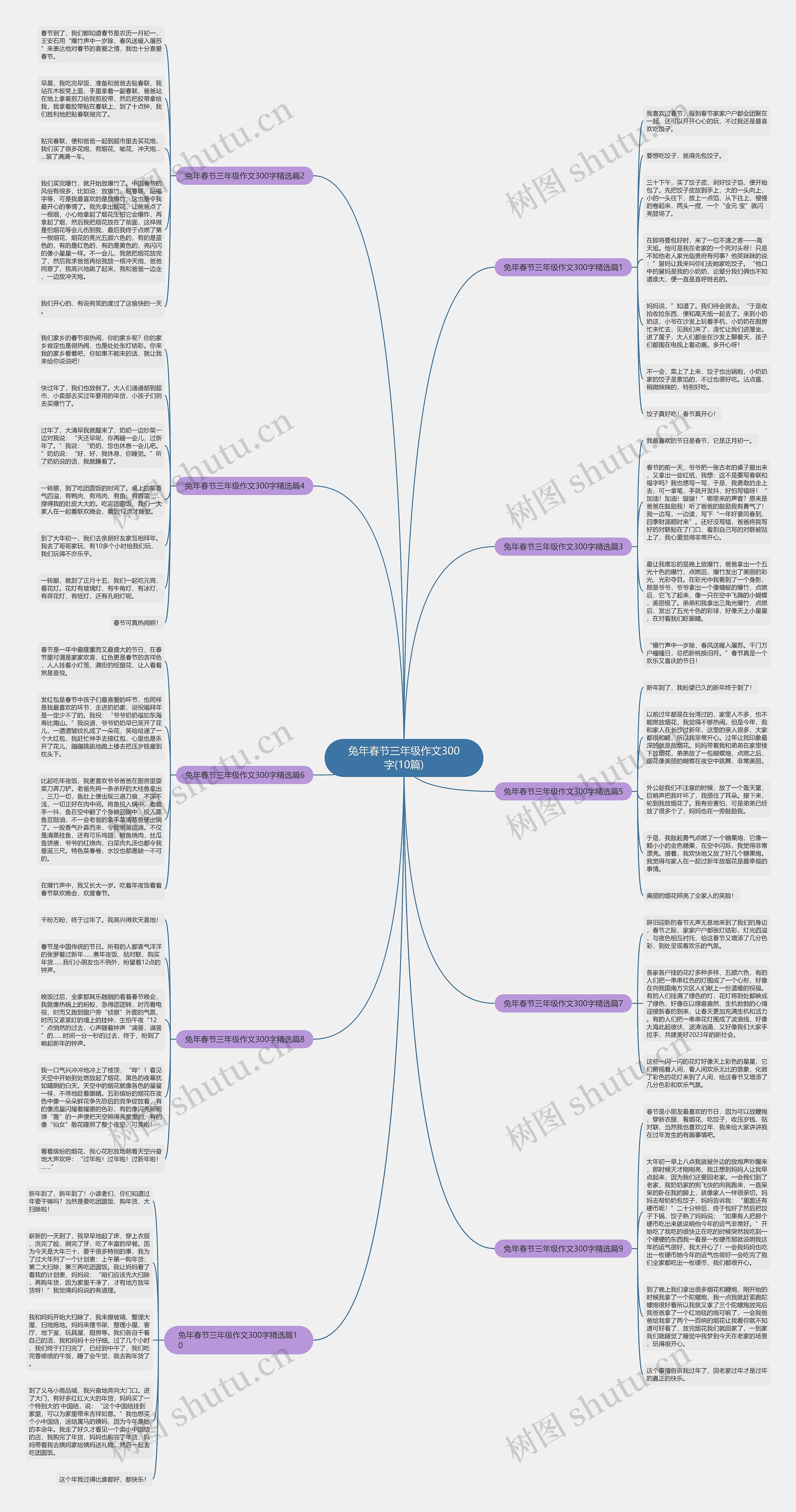 兔年春节三年级作文300字(10篇)思维导图