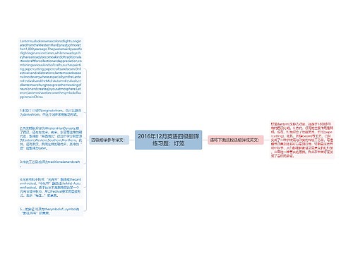 2016年12月英语四级翻译练习题：灯笼