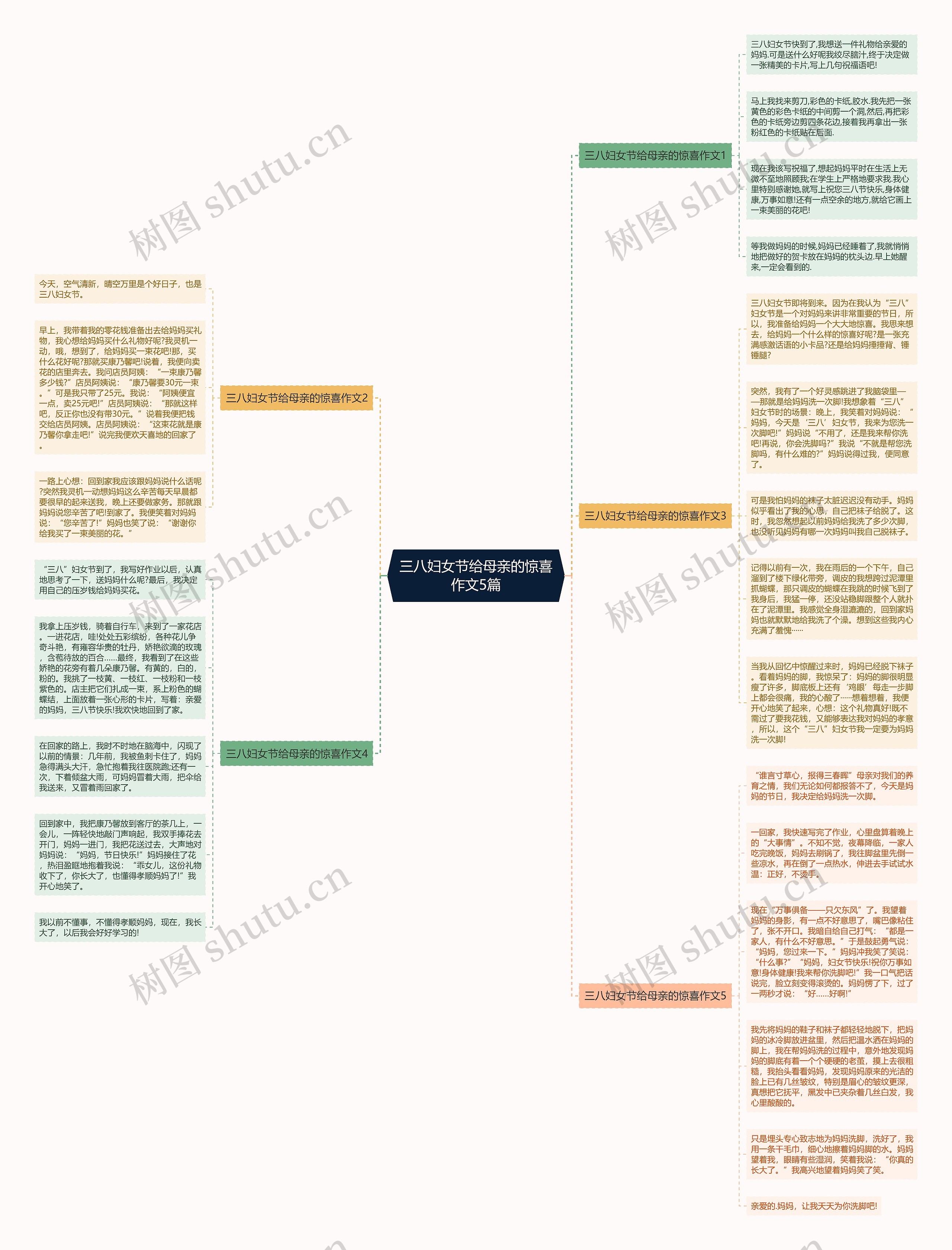 三八妇女节给母亲的惊喜作文5篇思维导图