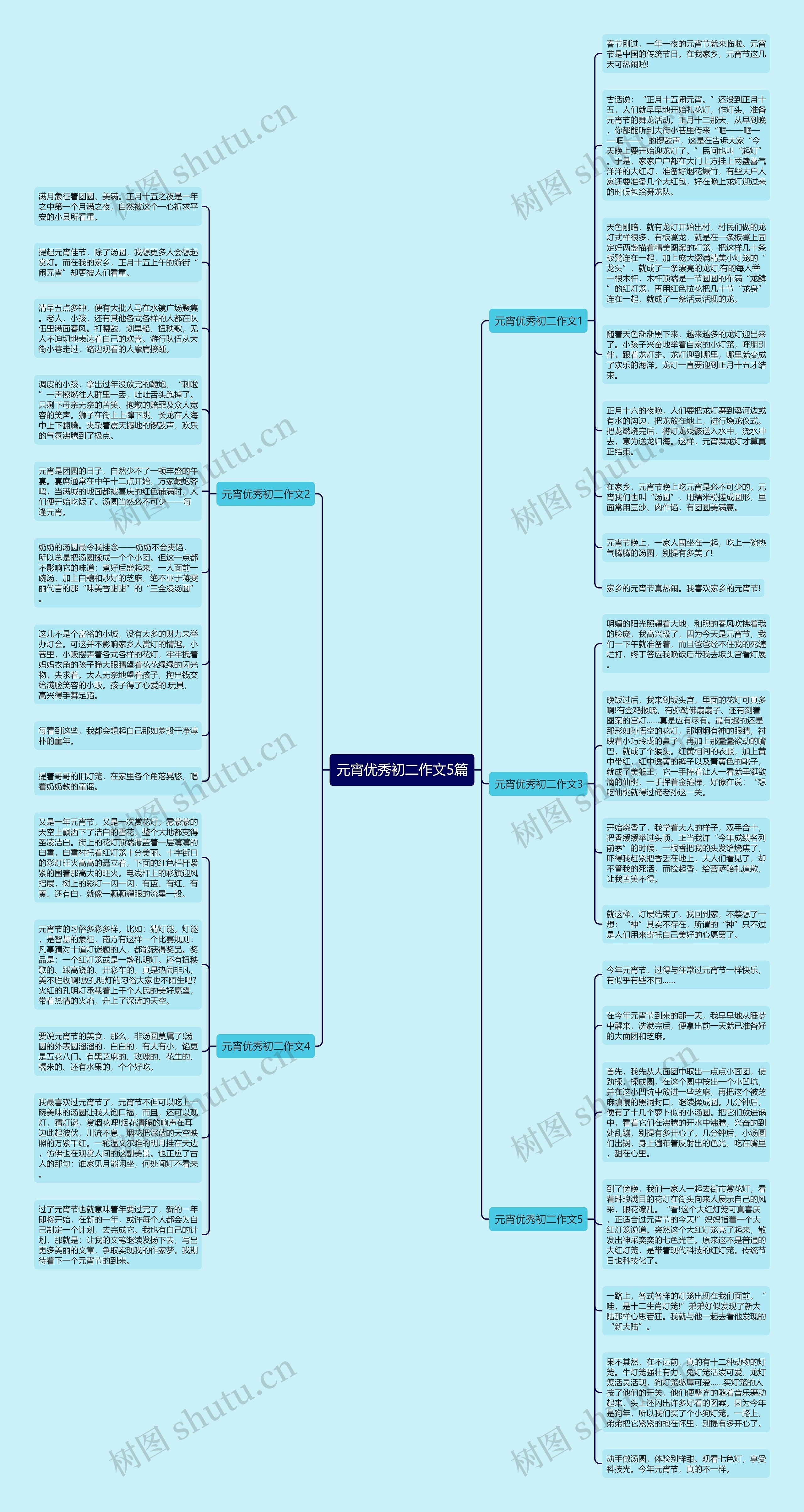 元宵优秀初二作文5篇思维导图