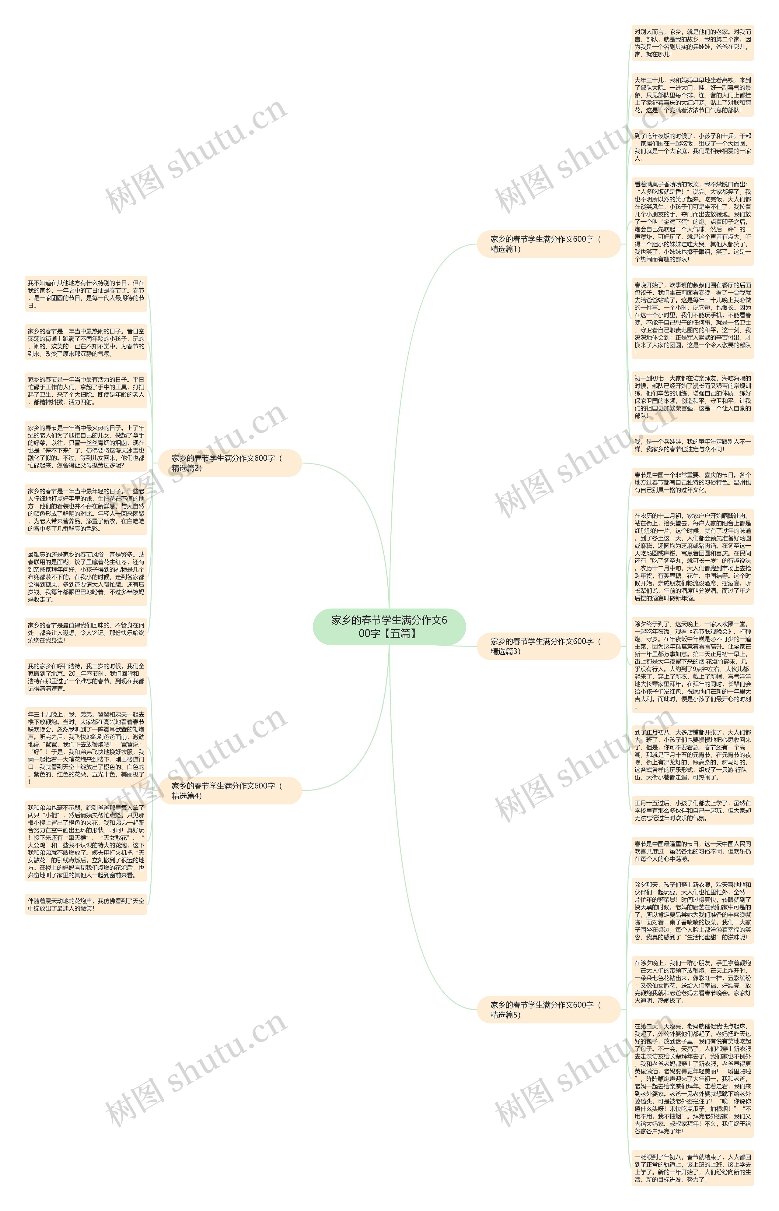 家乡的春节学生满分作文600字【五篇】思维导图