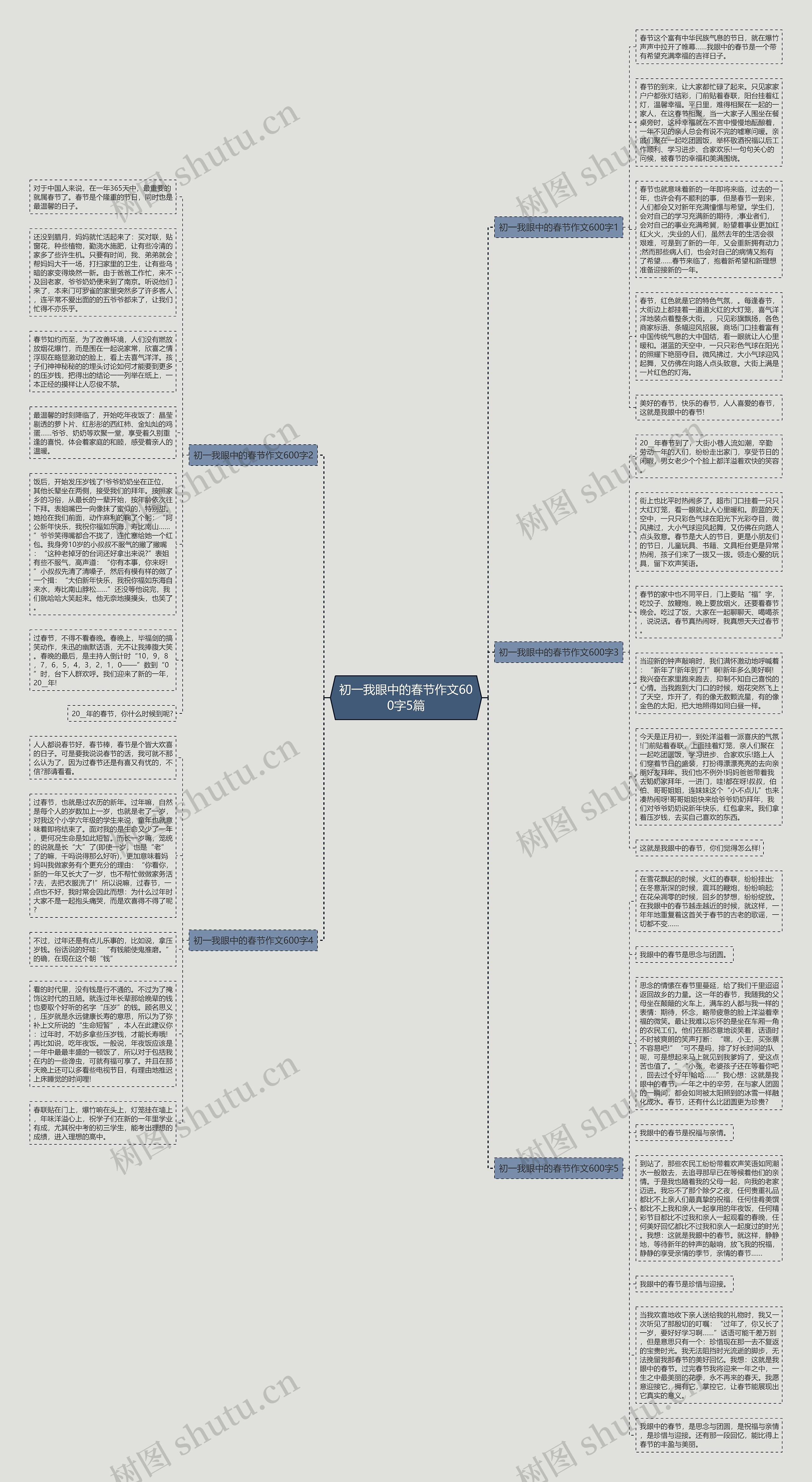 初一我眼中的春节作文600字5篇思维导图