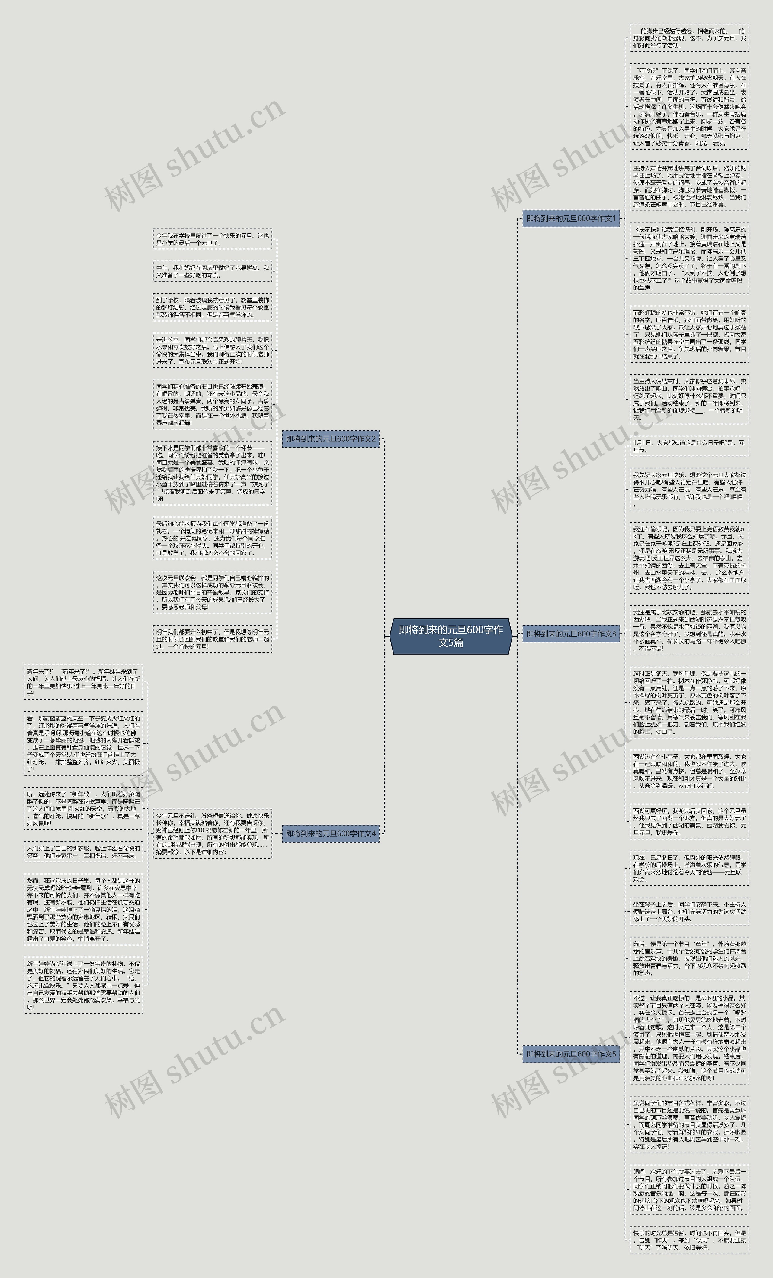 即将到来的元旦600字作文5篇思维导图