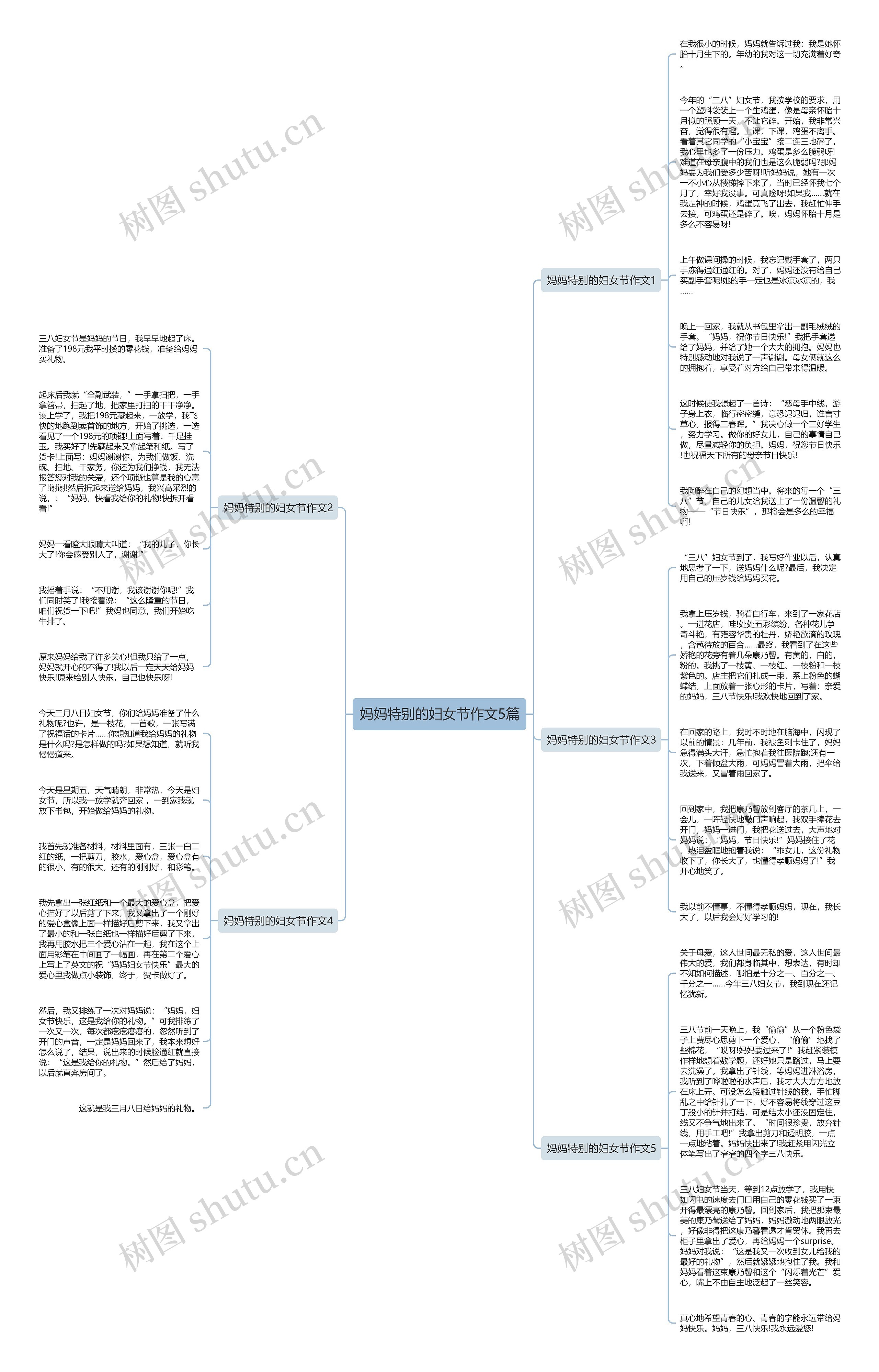 妈妈特别的妇女节作文5篇思维导图
