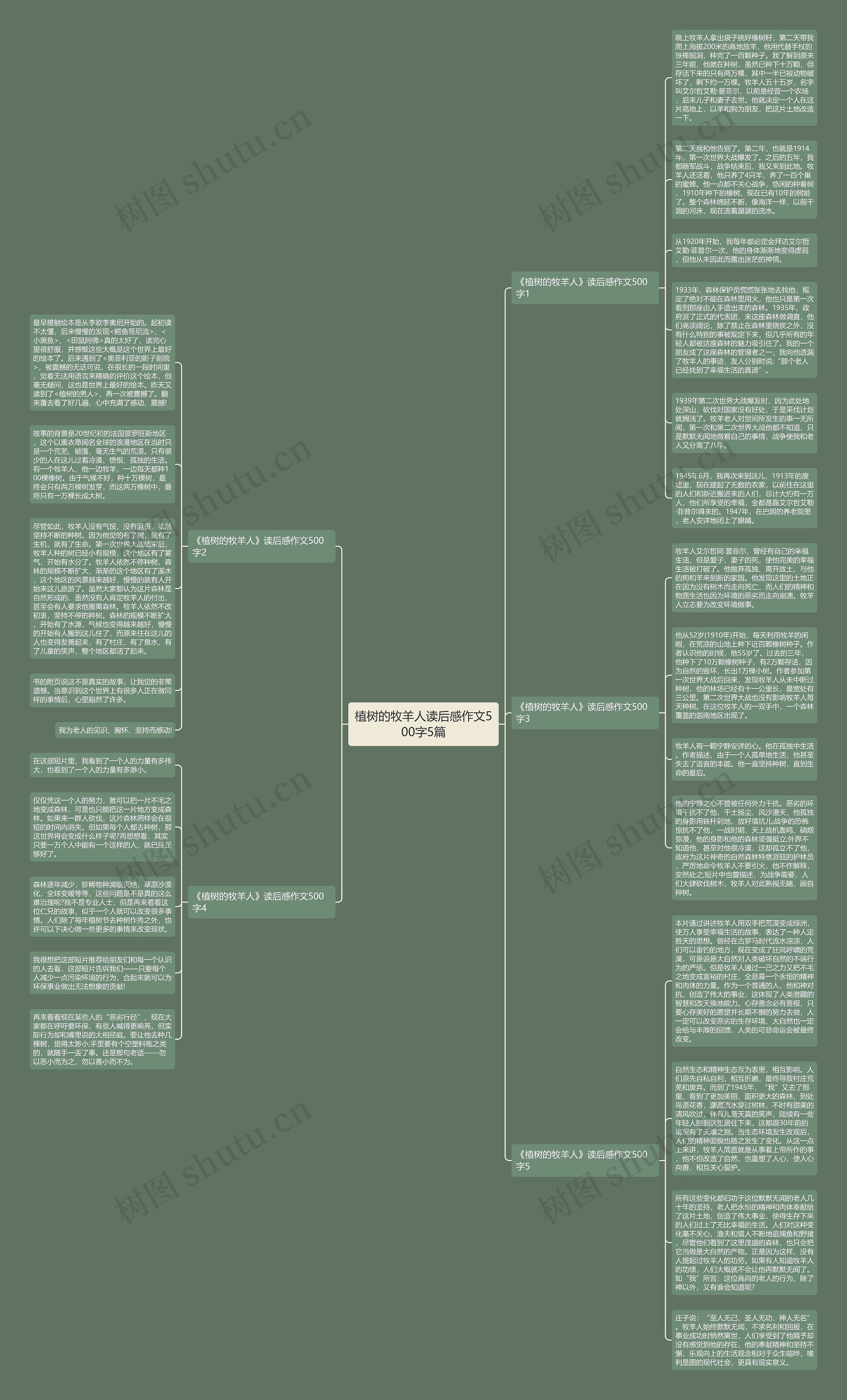 植树的牧羊人读后感作文500字5篇思维导图
