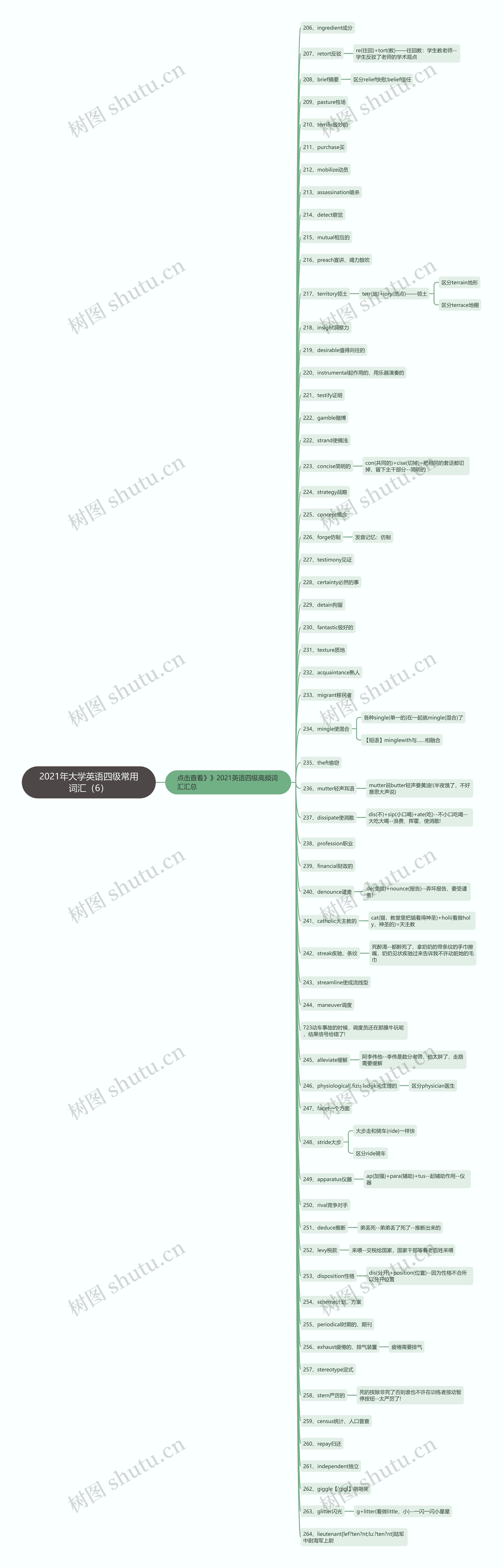 2021年大学英语四级常用词汇（6）思维导图