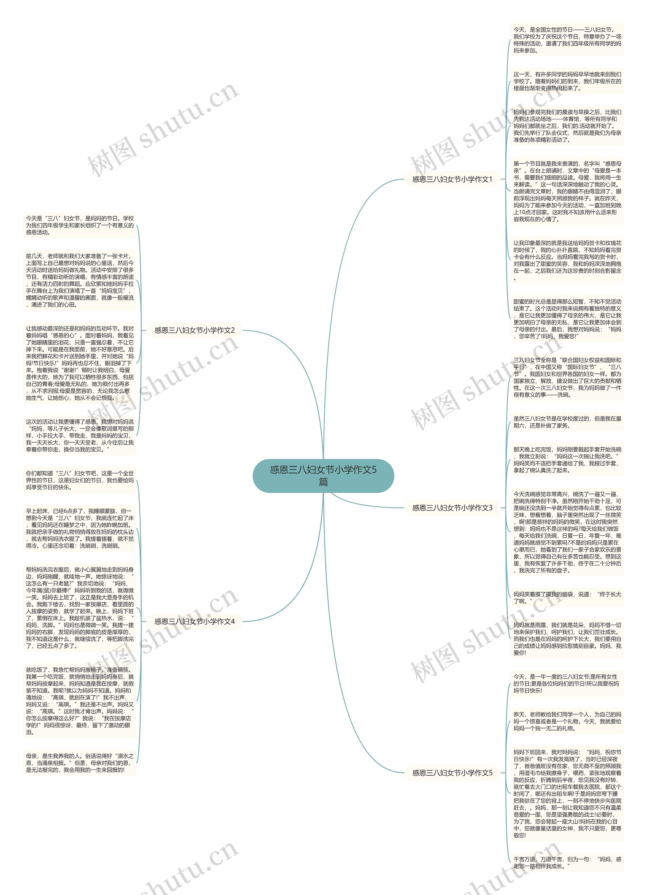 感恩三八妇女节小学作文5篇思维导图