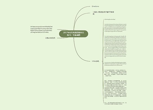 2017年6月英语四级作文练习：节食减肥