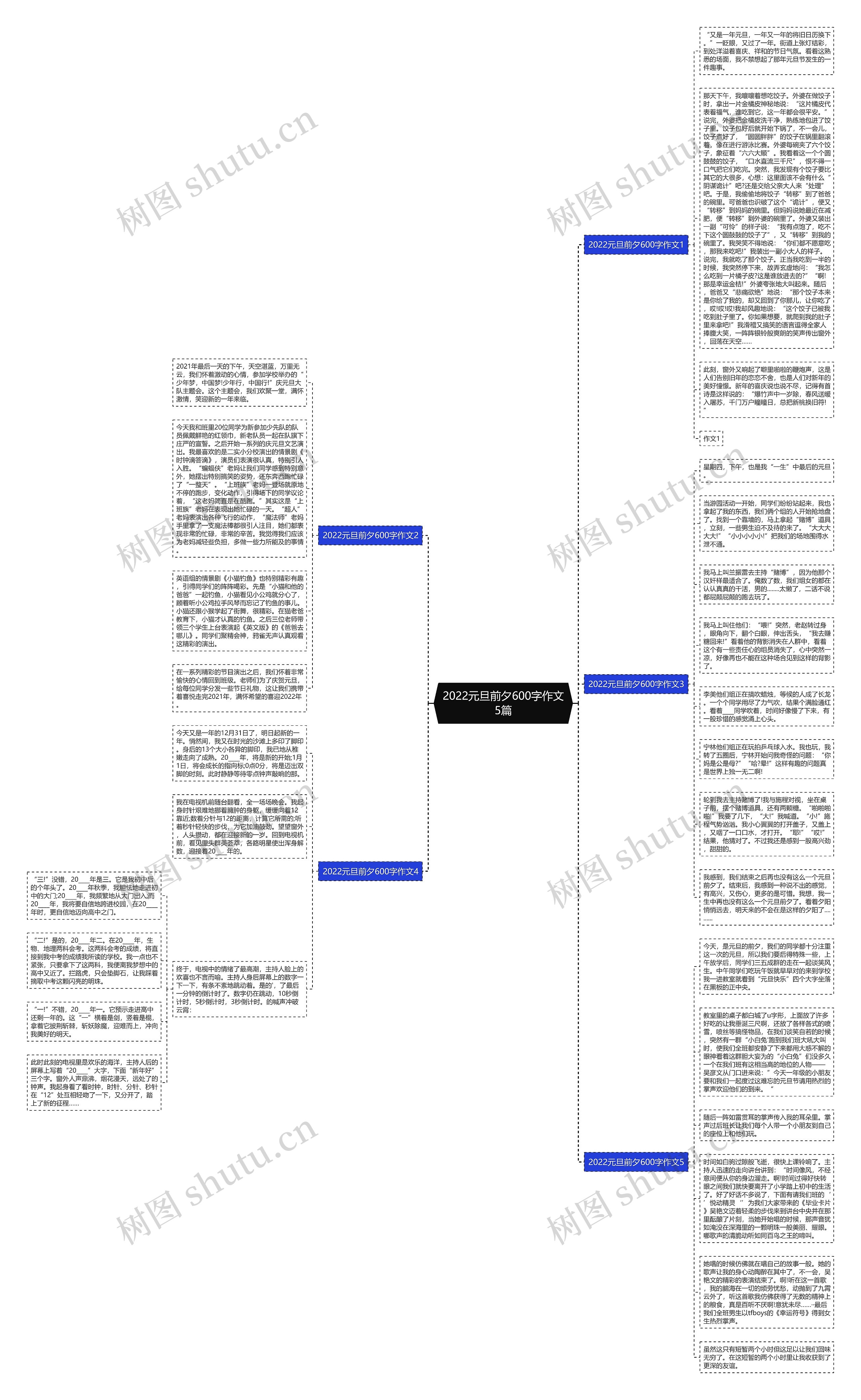 2022元旦前夕600字作文5篇思维导图