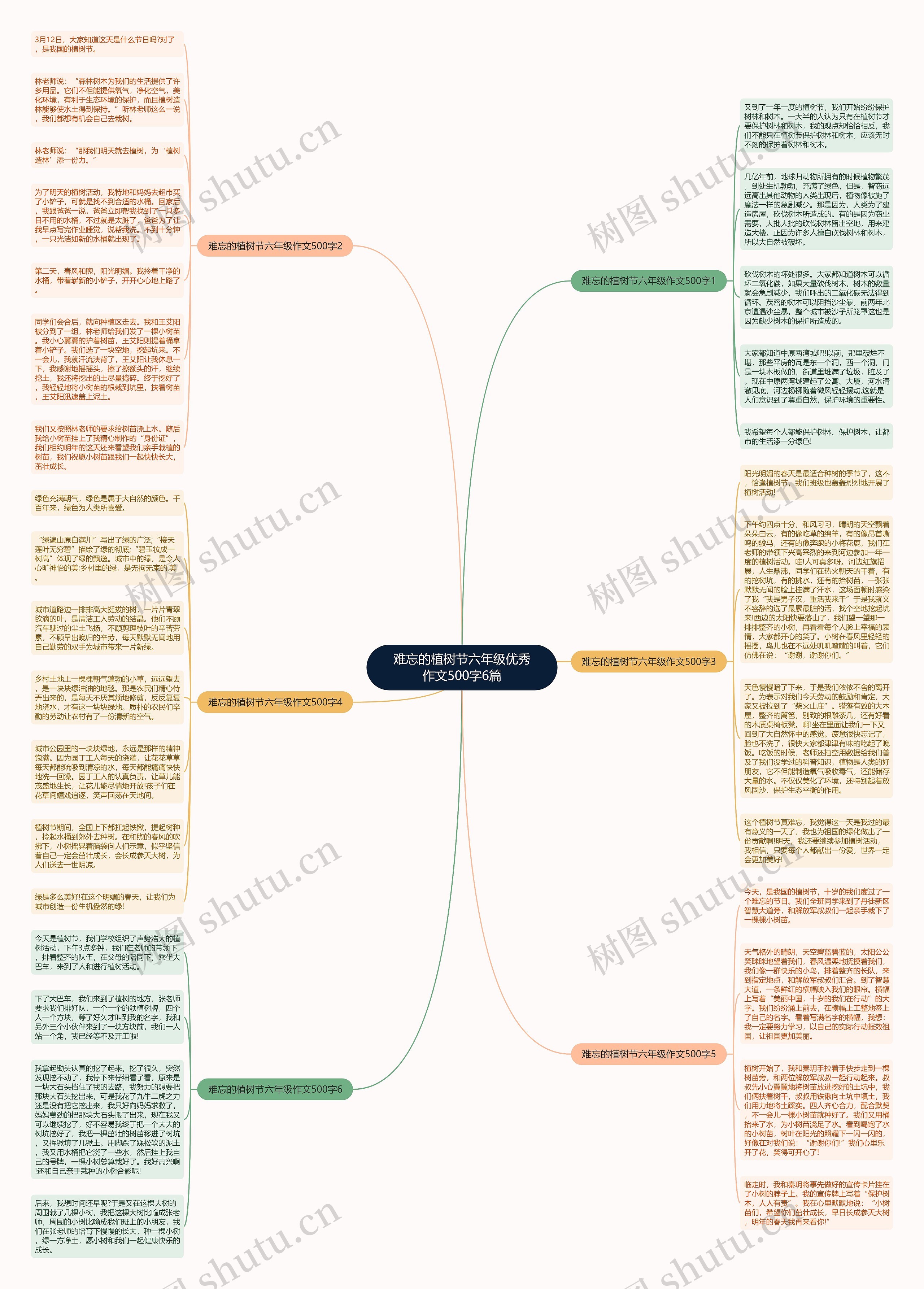 难忘的植树节六年级优秀作文500字6篇思维导图