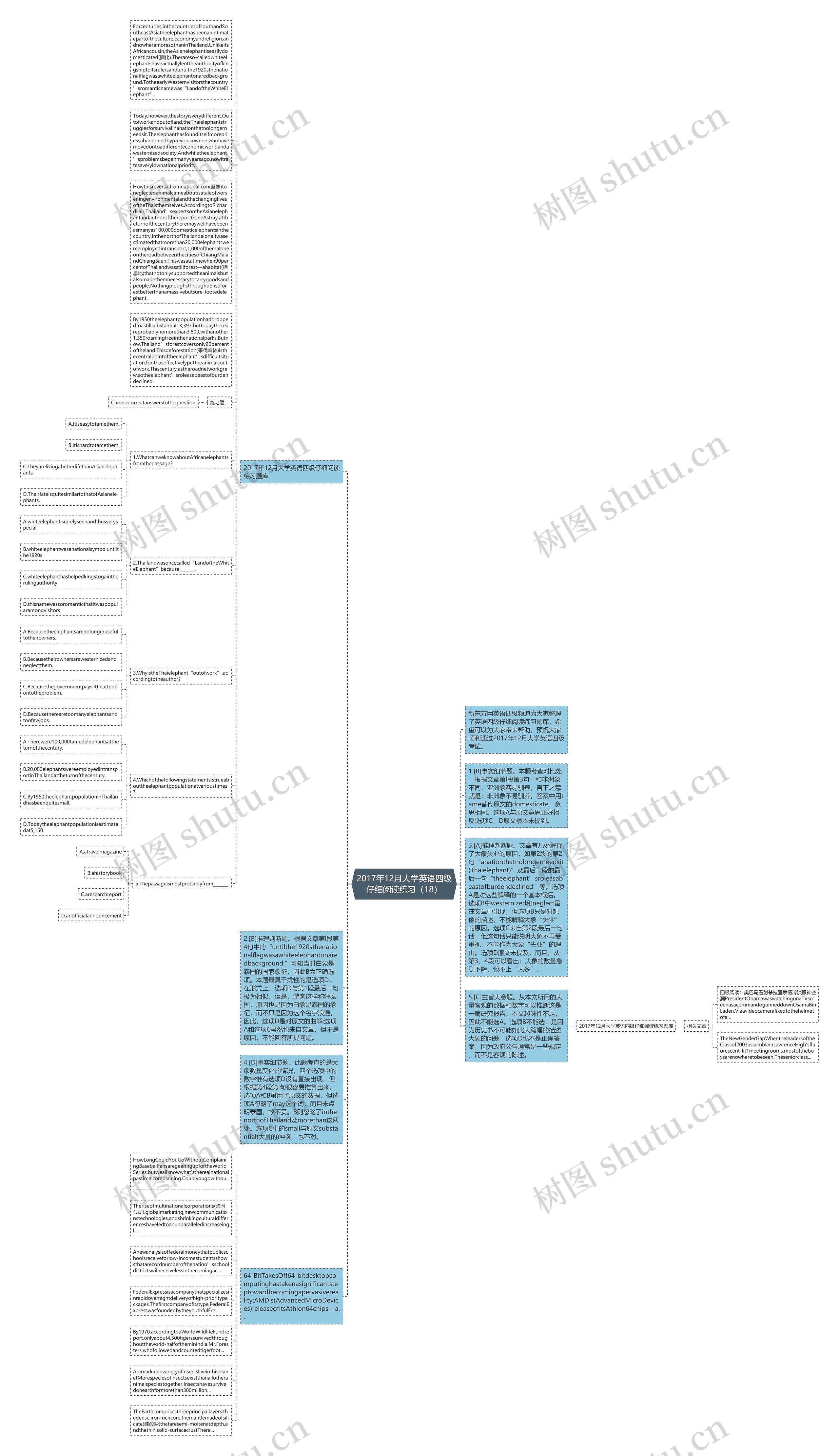 2017年12月大学英语四级仔细阅读练习（18）思维导图