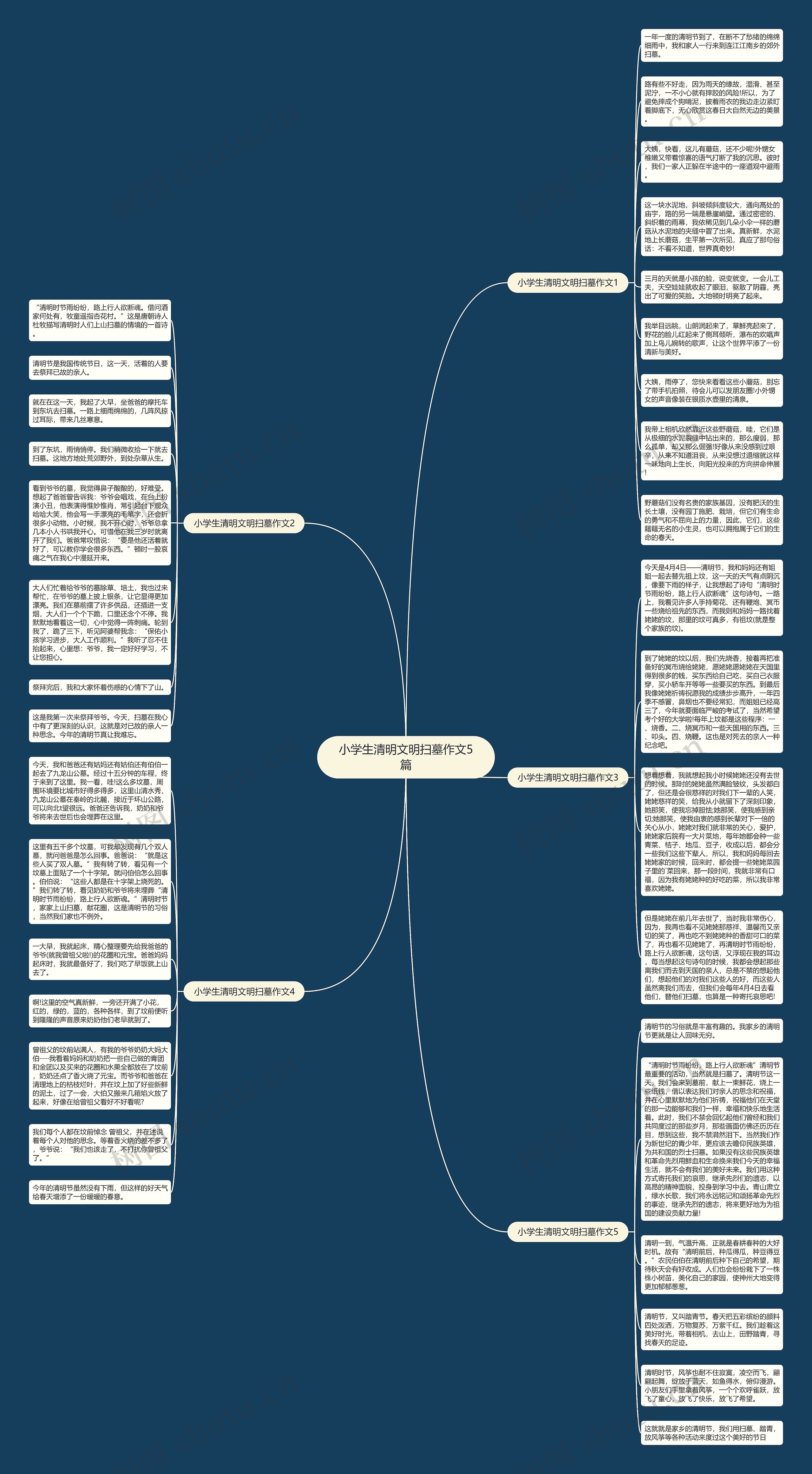 小学生清明文明扫墓作文5篇思维导图