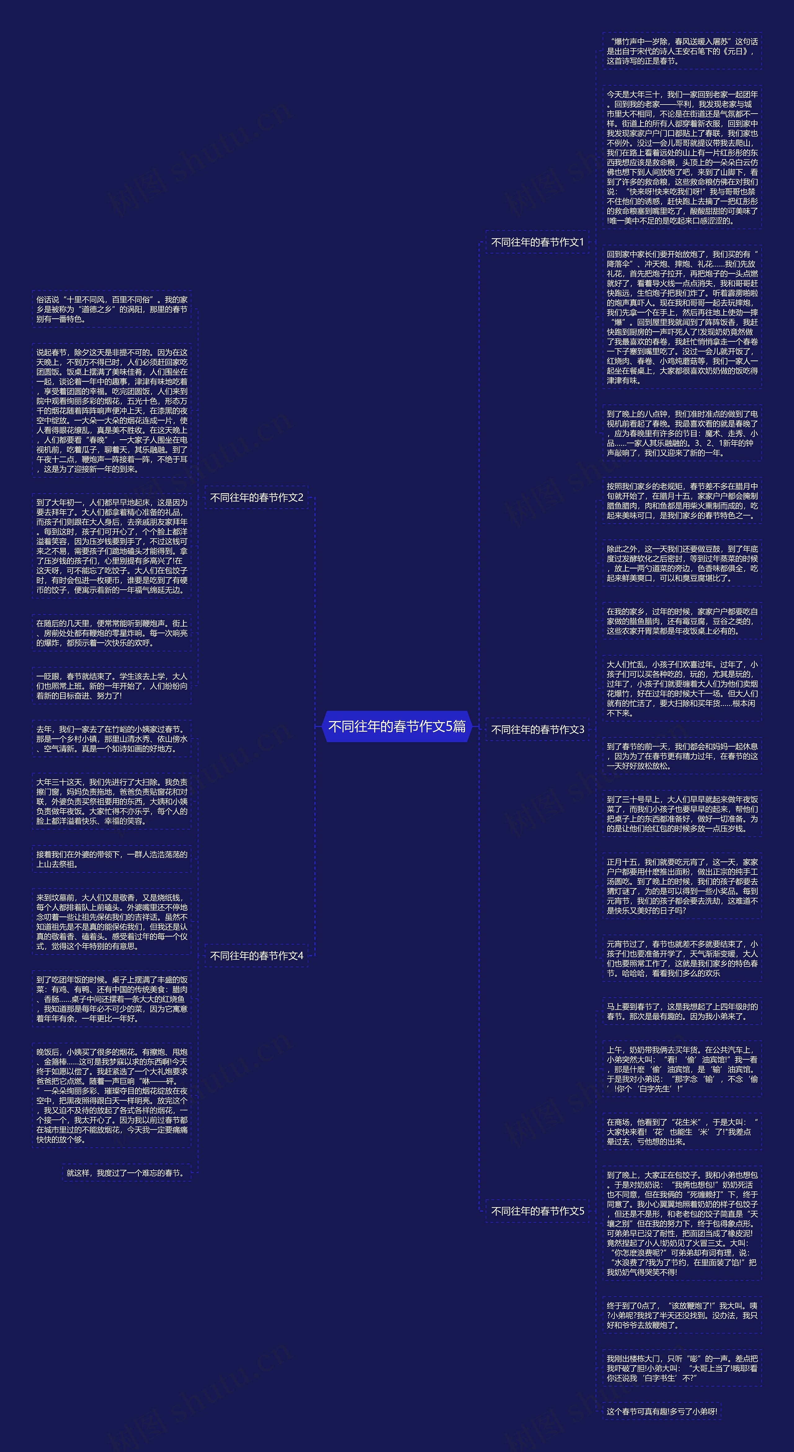 不同往年的春节作文5篇思维导图