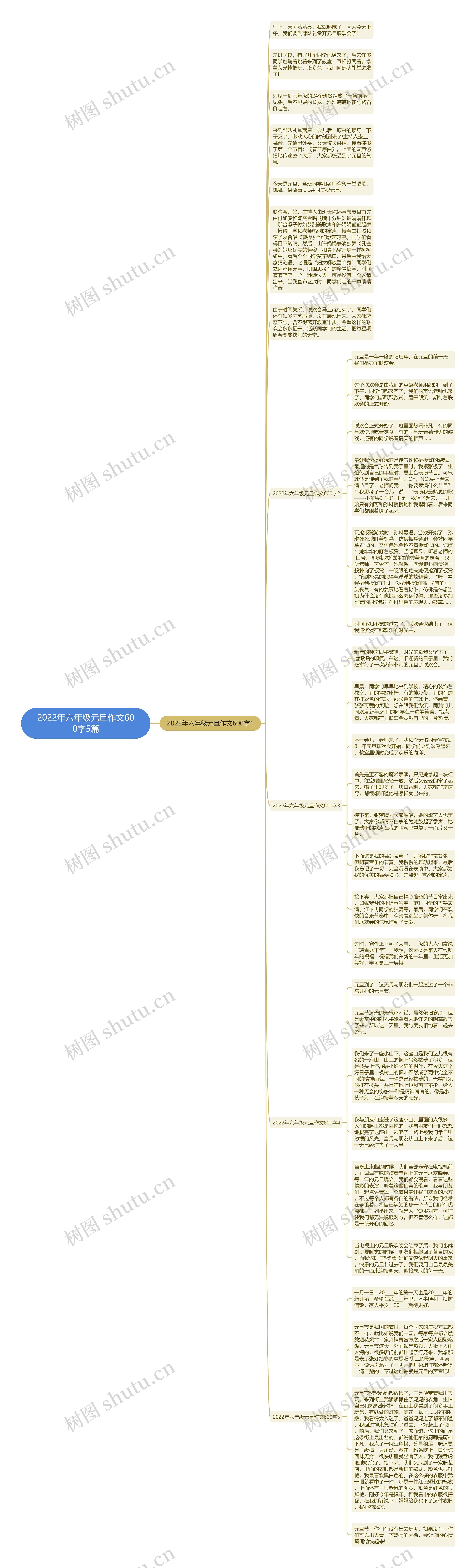 2022年六年级元旦作文600字5篇思维导图