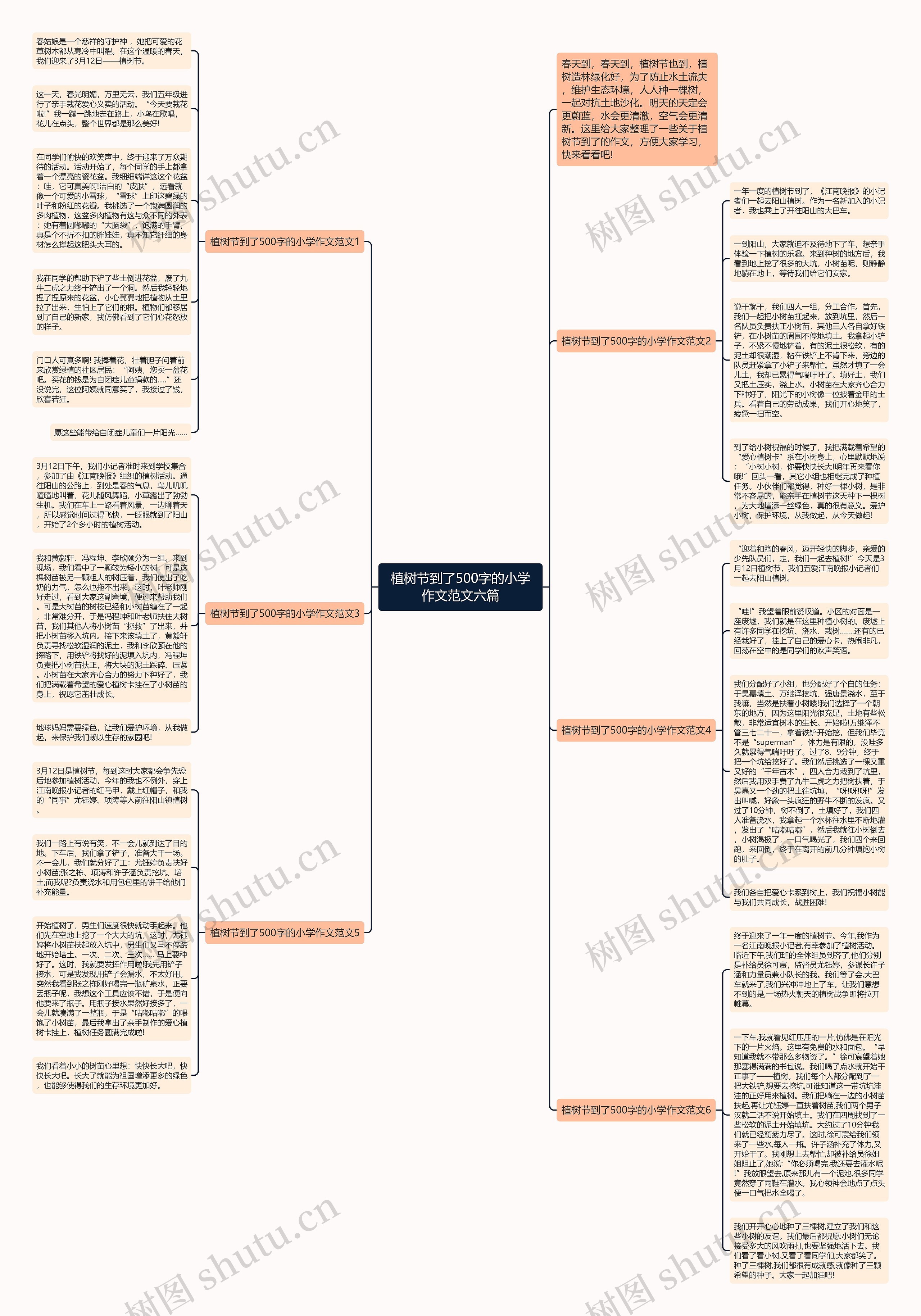 植树节到了500字的小学作文范文六篇思维导图