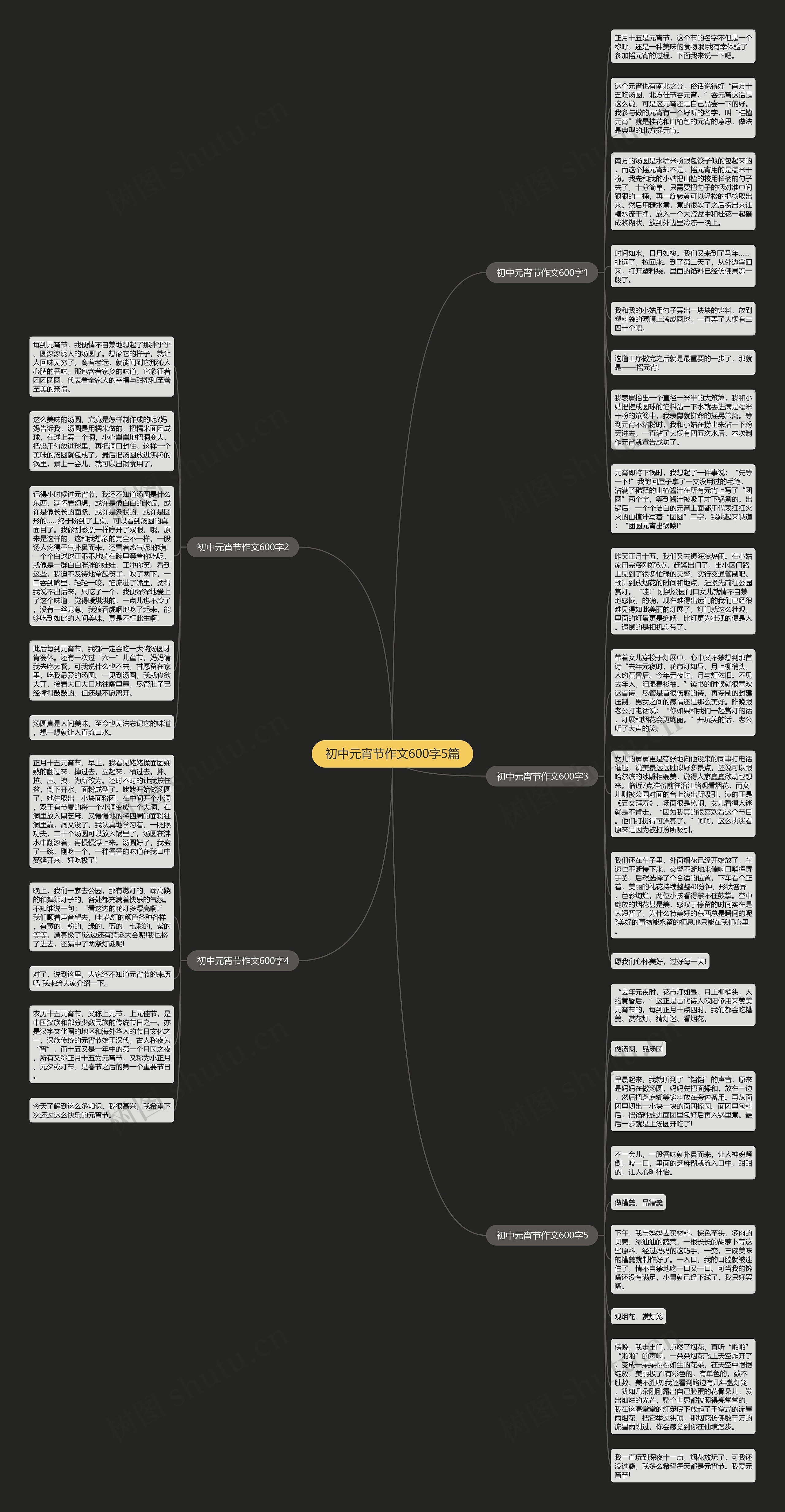 初中元宵节作文600字5篇思维导图