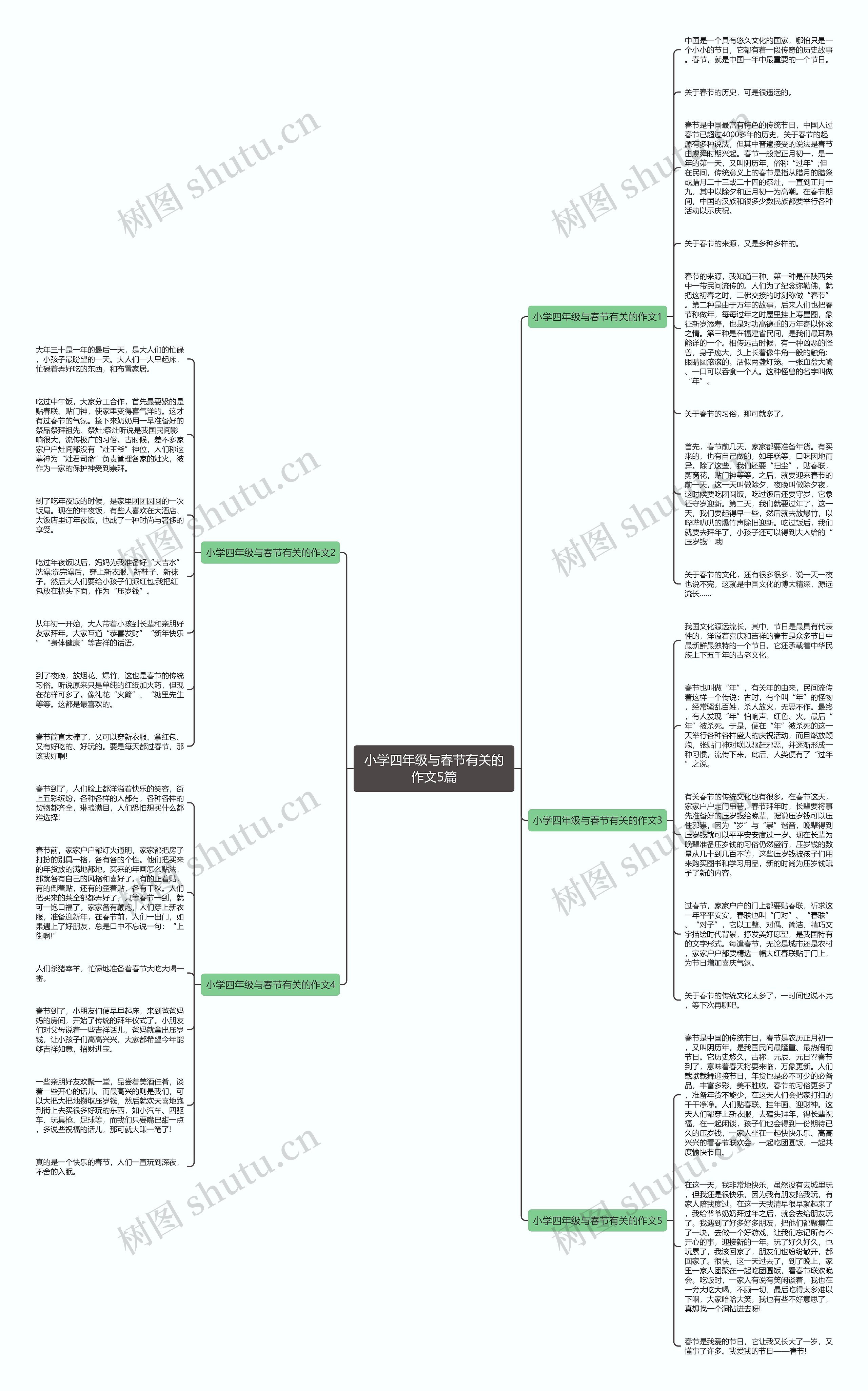 小学四年级与春节有关的作文5篇思维导图