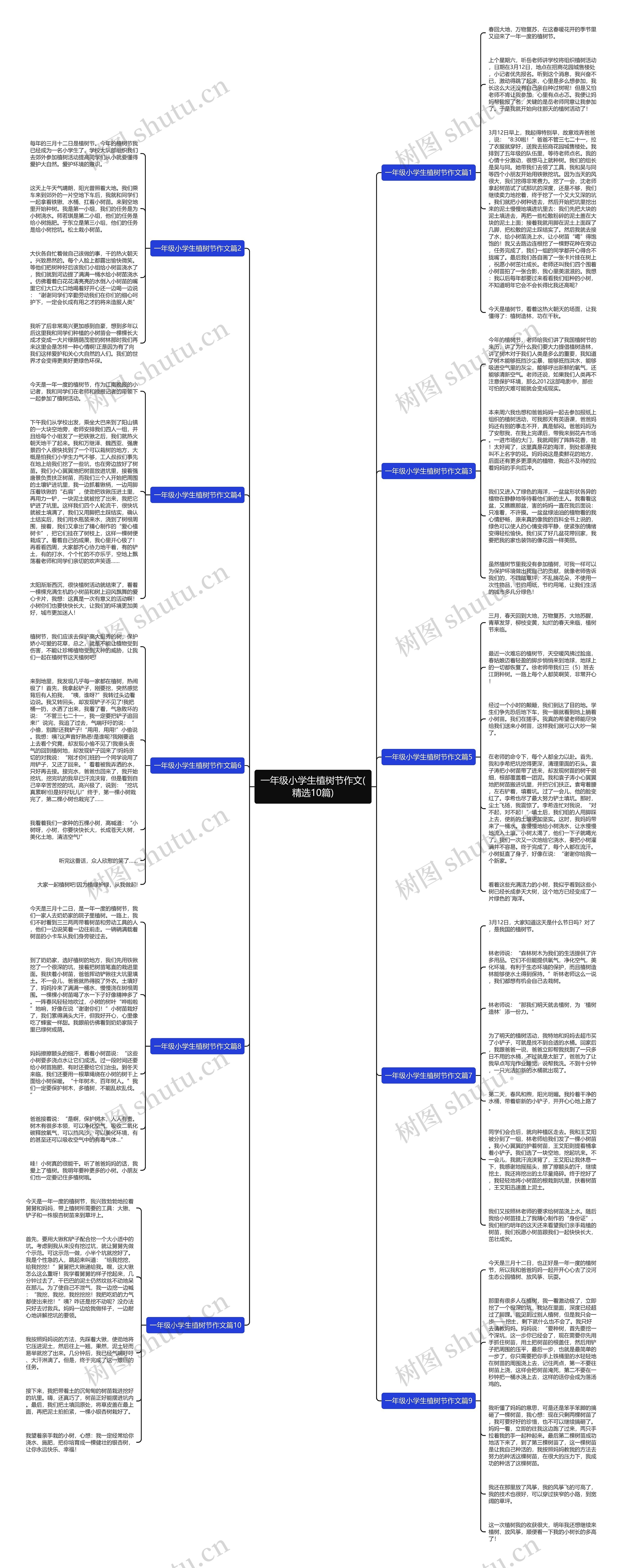 一年级小学生植树节作文(精选10篇)思维导图
