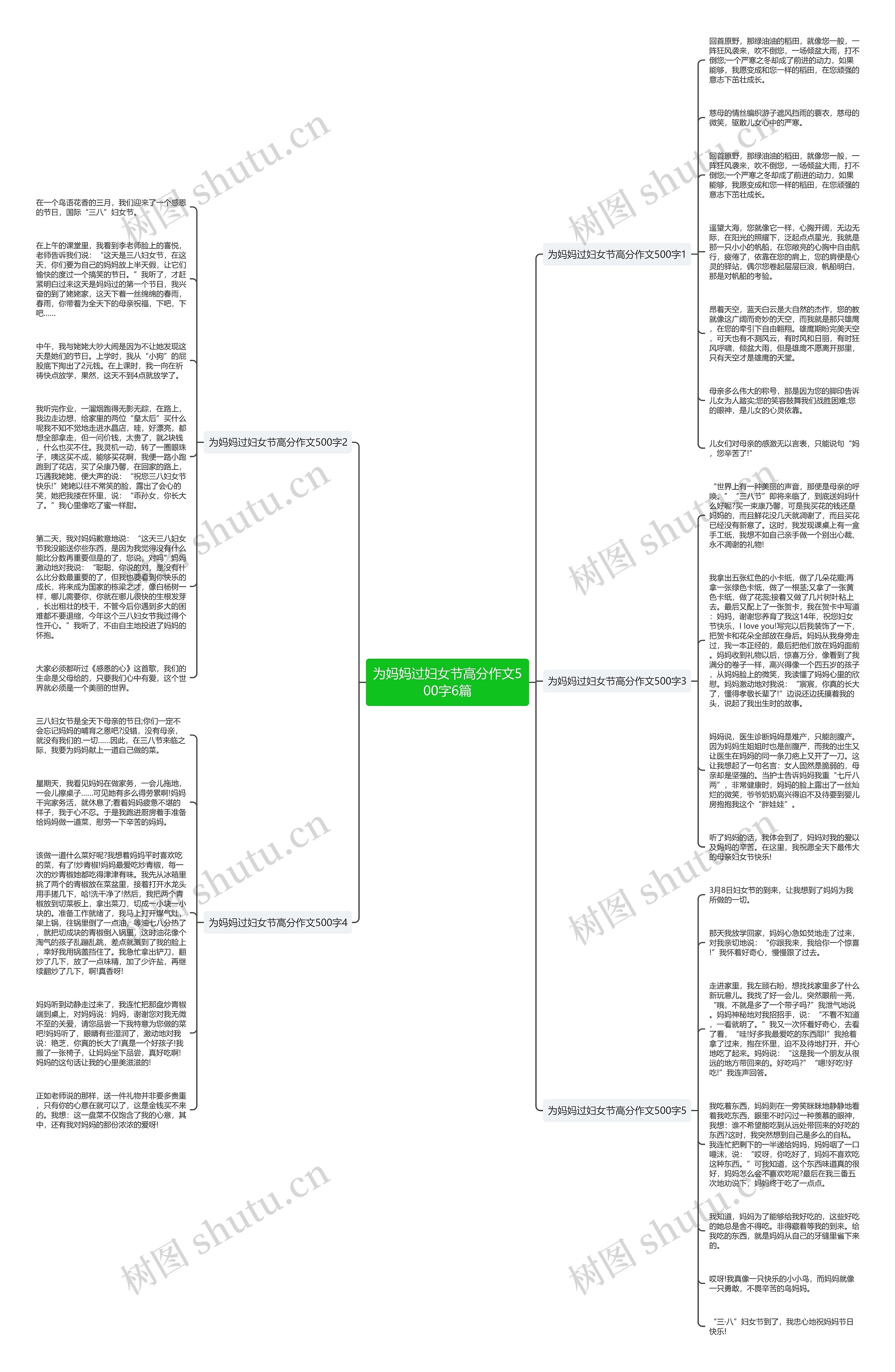 为妈妈过妇女节高分作文500字6篇思维导图