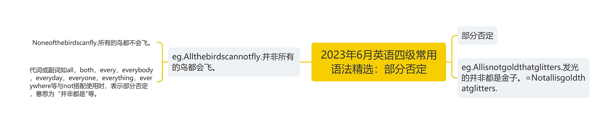 2023年6月英语四级常用语法精选：部分否定思维导图