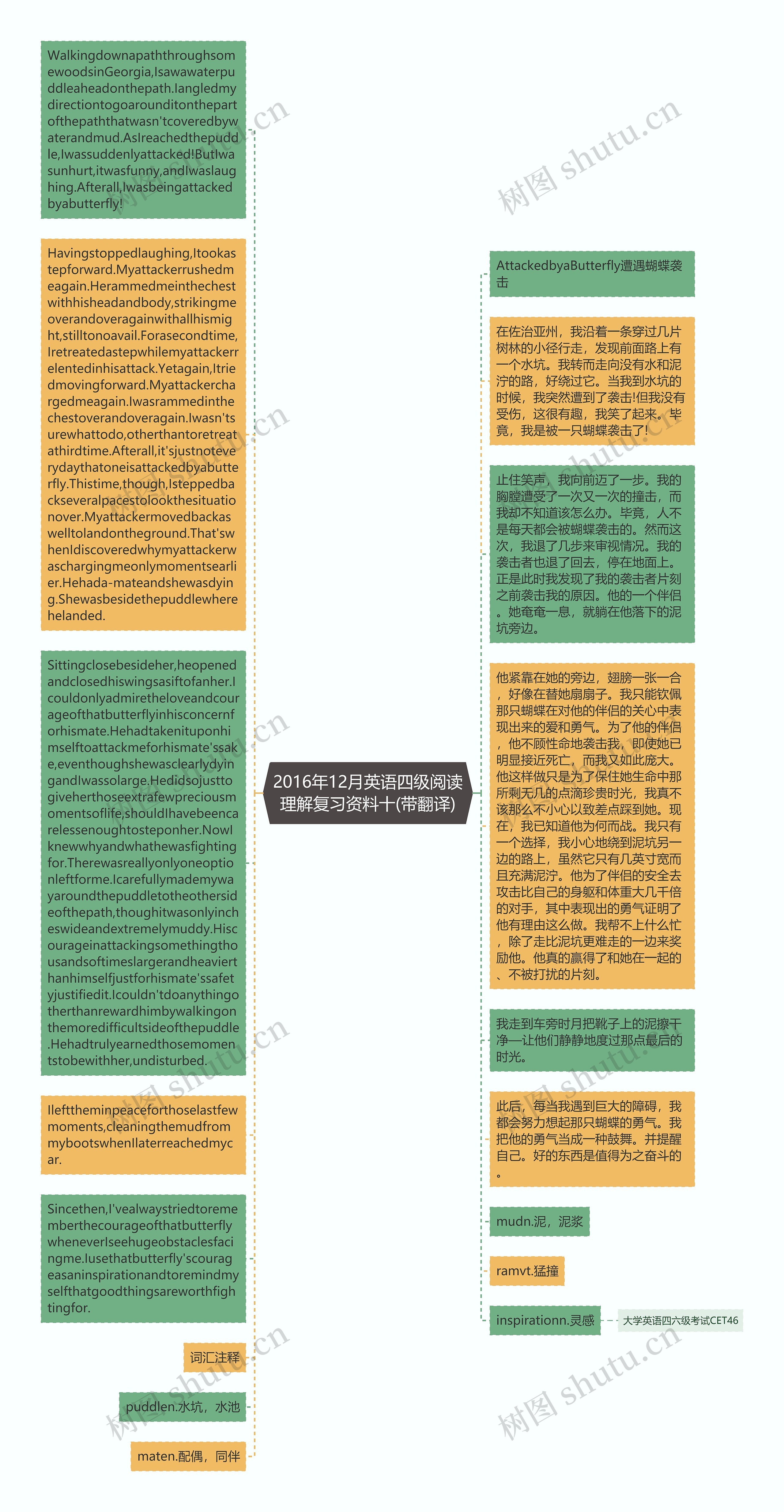 2016年12月英语四级阅读理解复习资料十(带翻译)思维导图