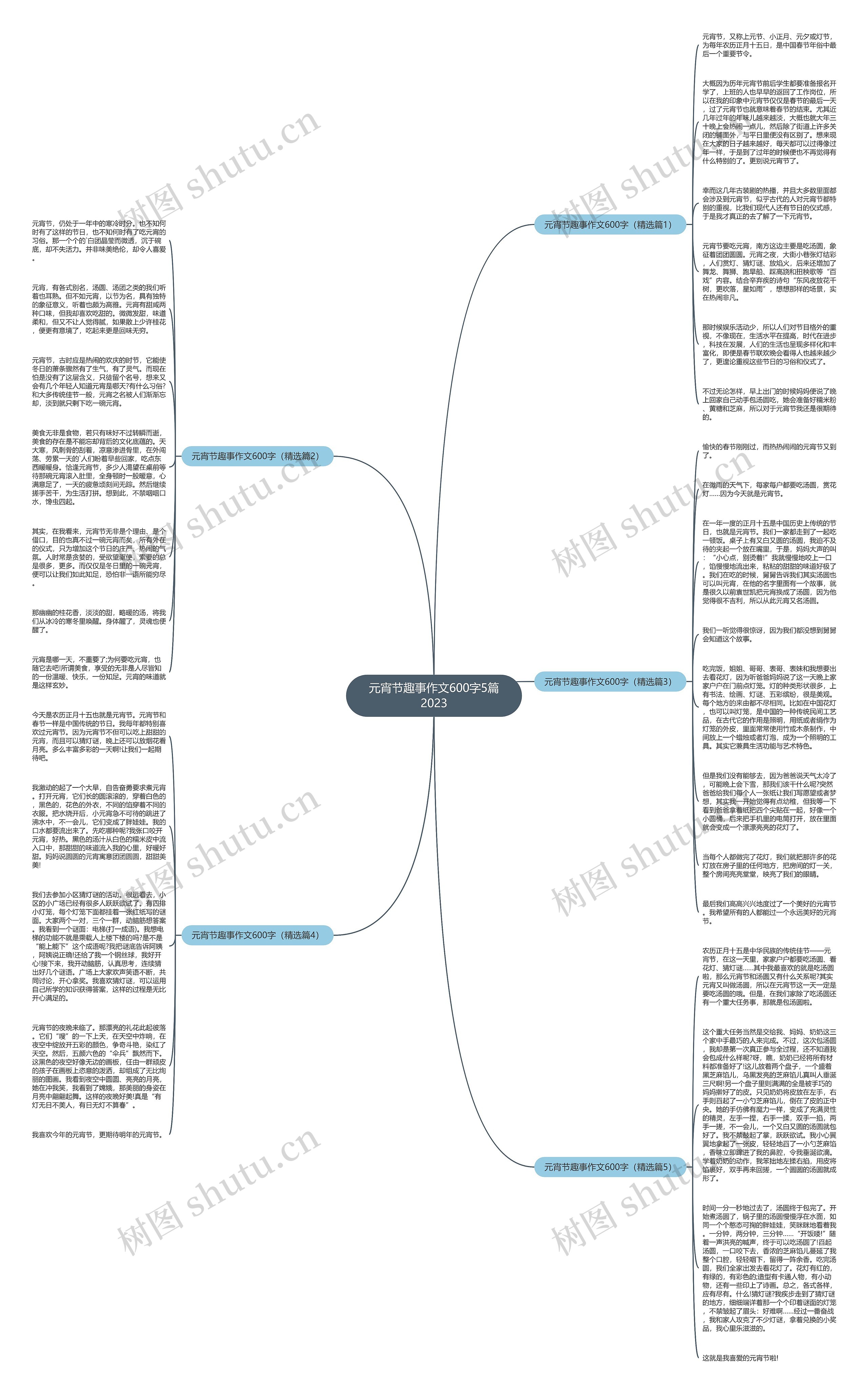 元宵节趣事作文600字5篇2023思维导图