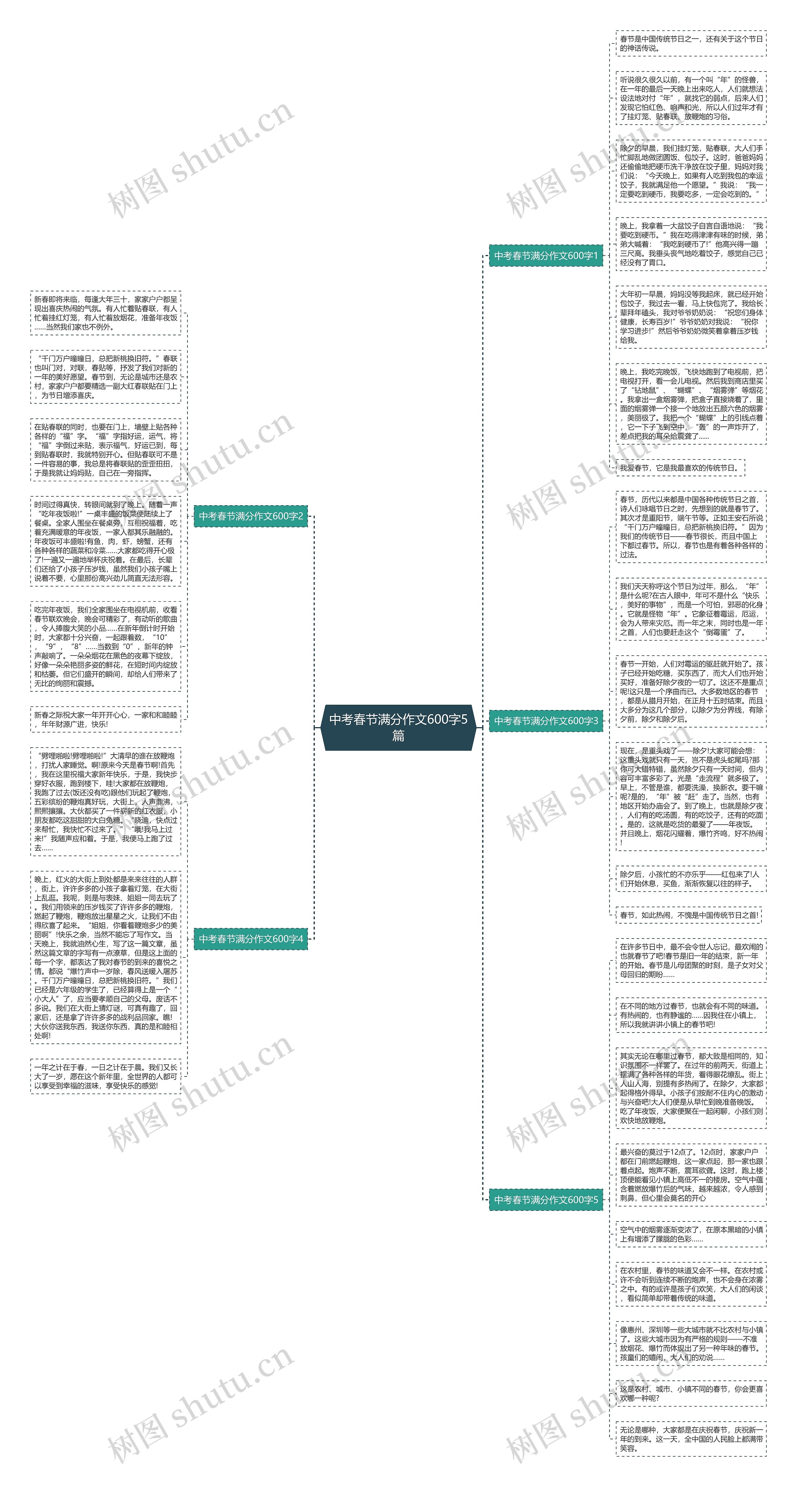 中考春节满分作文600字5篇思维导图