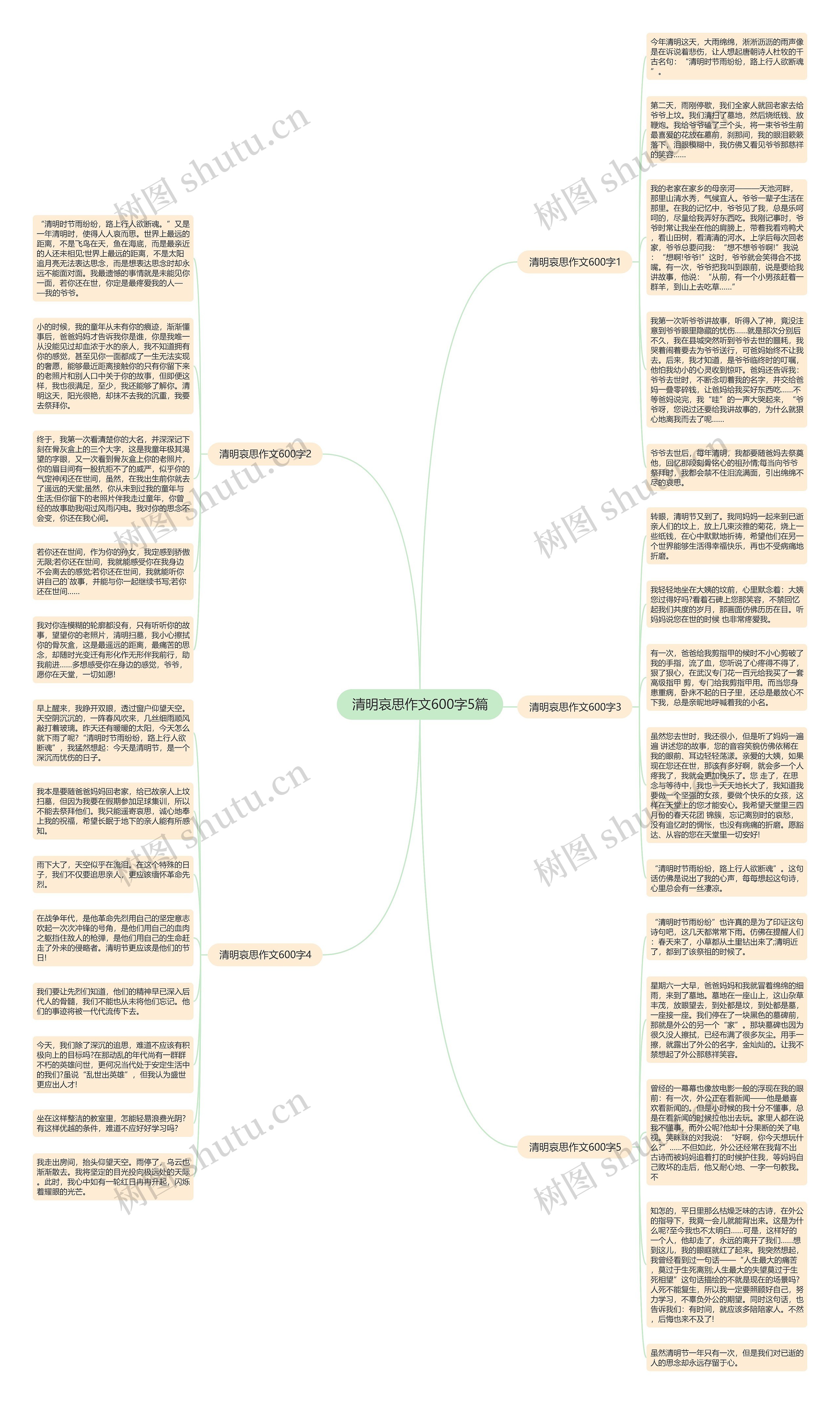 清明哀思作文600字5篇思维导图