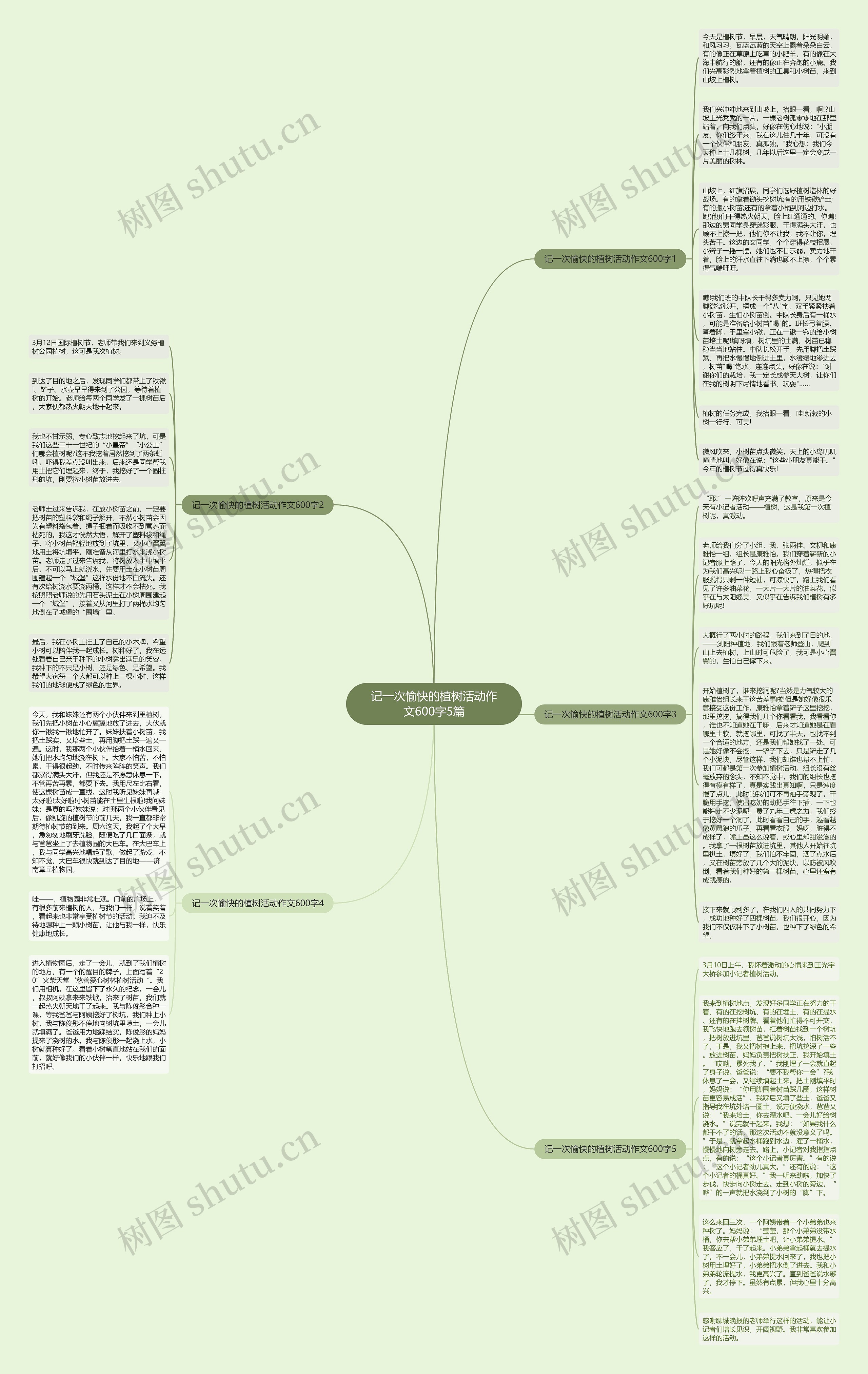 记一次愉快的植树活动作文600字5篇思维导图