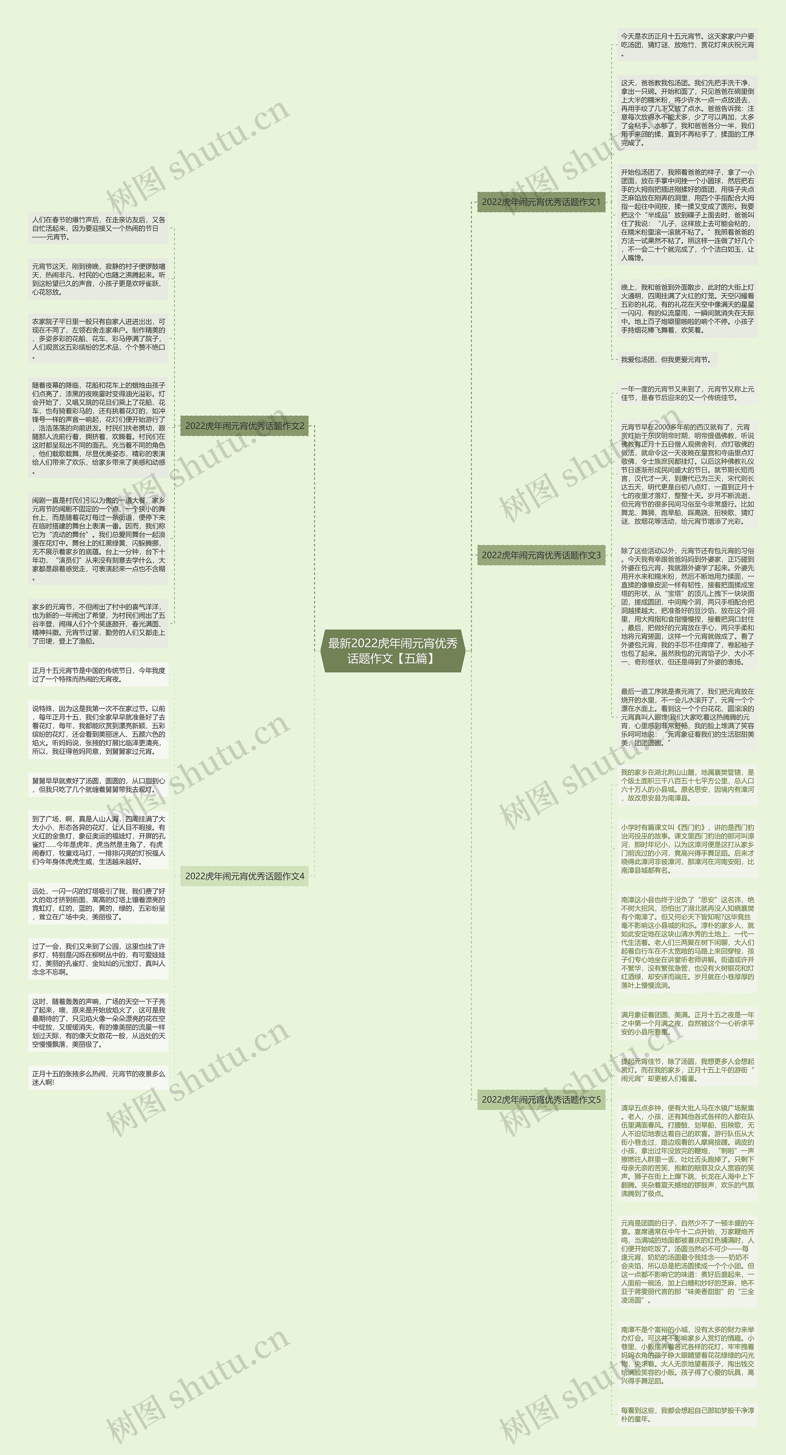 最新2022虎年闹元宵优秀话题作文【五篇】思维导图