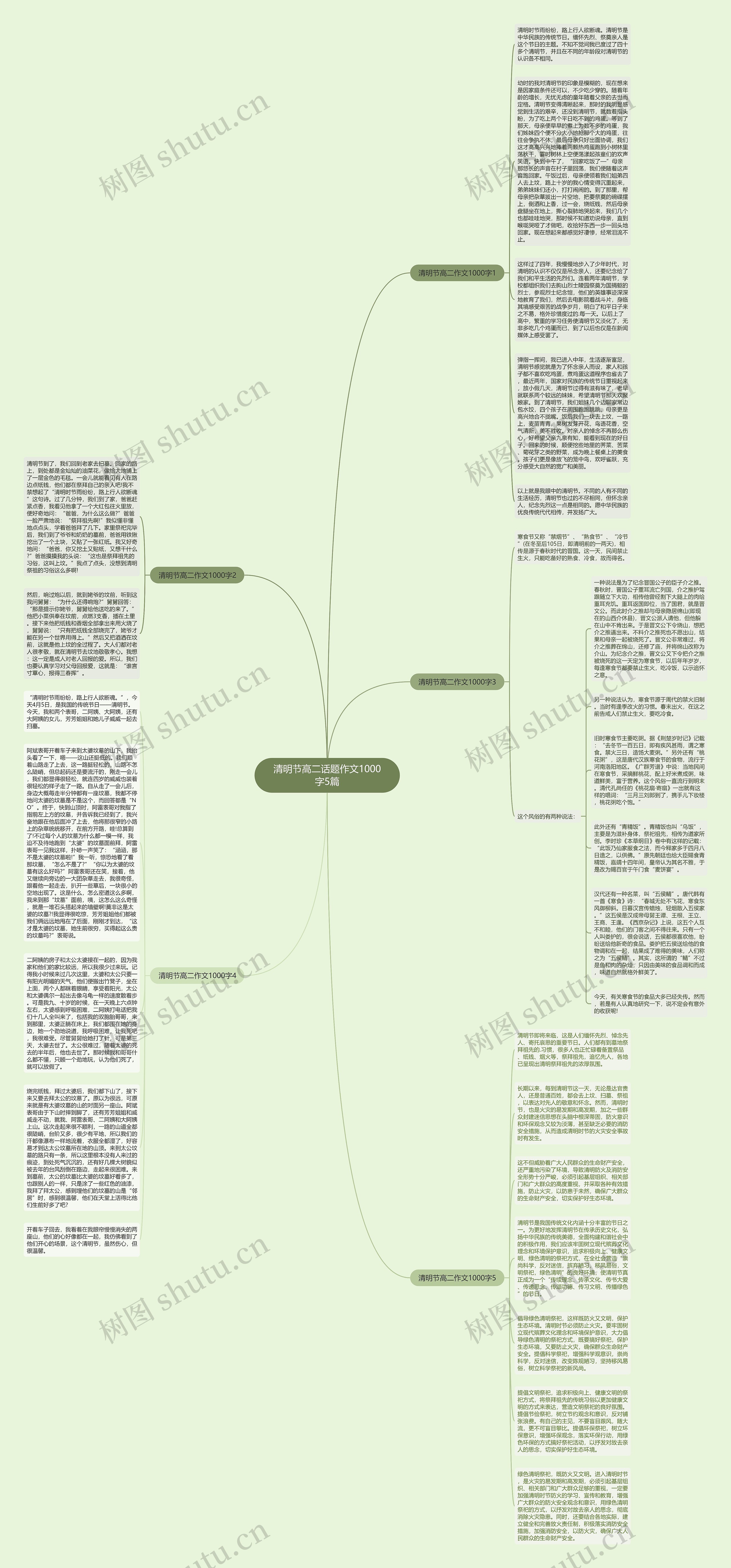 清明节高二话题作文1000字5篇思维导图