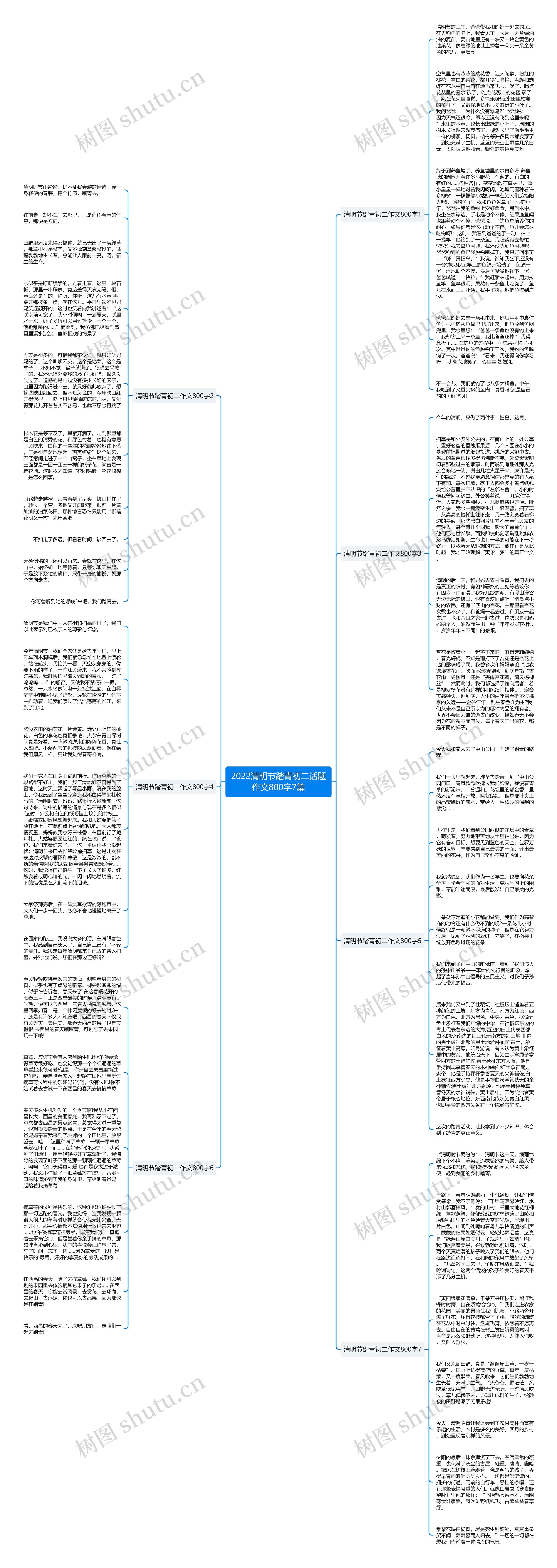 2022清明节踏青初二话题作文800字7篇思维导图