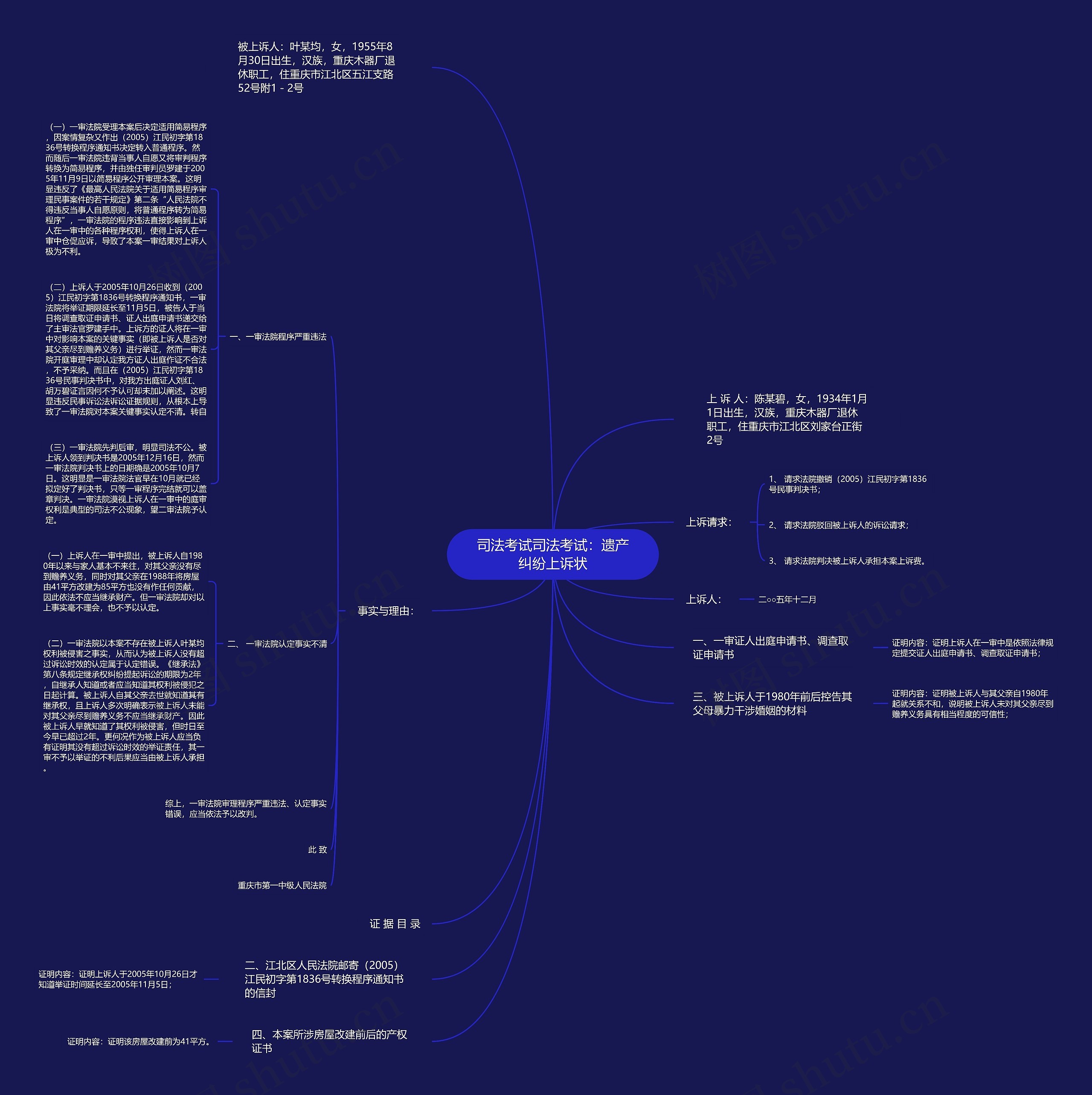 司法考试司法考试：遗产纠纷上诉状思维导图