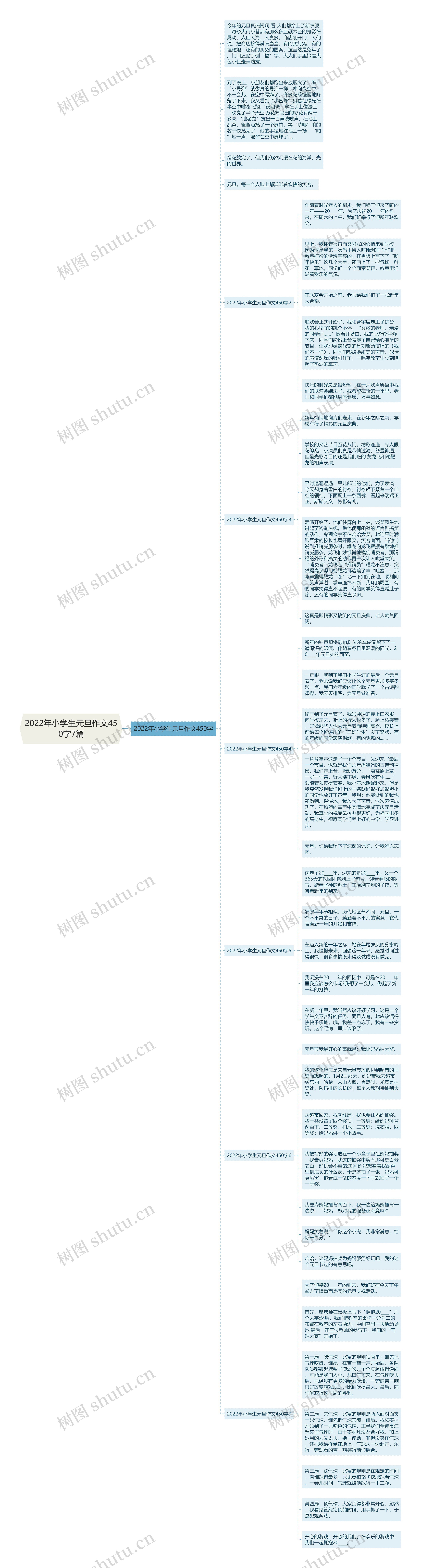 2022年小学生元旦作文450字7篇思维导图